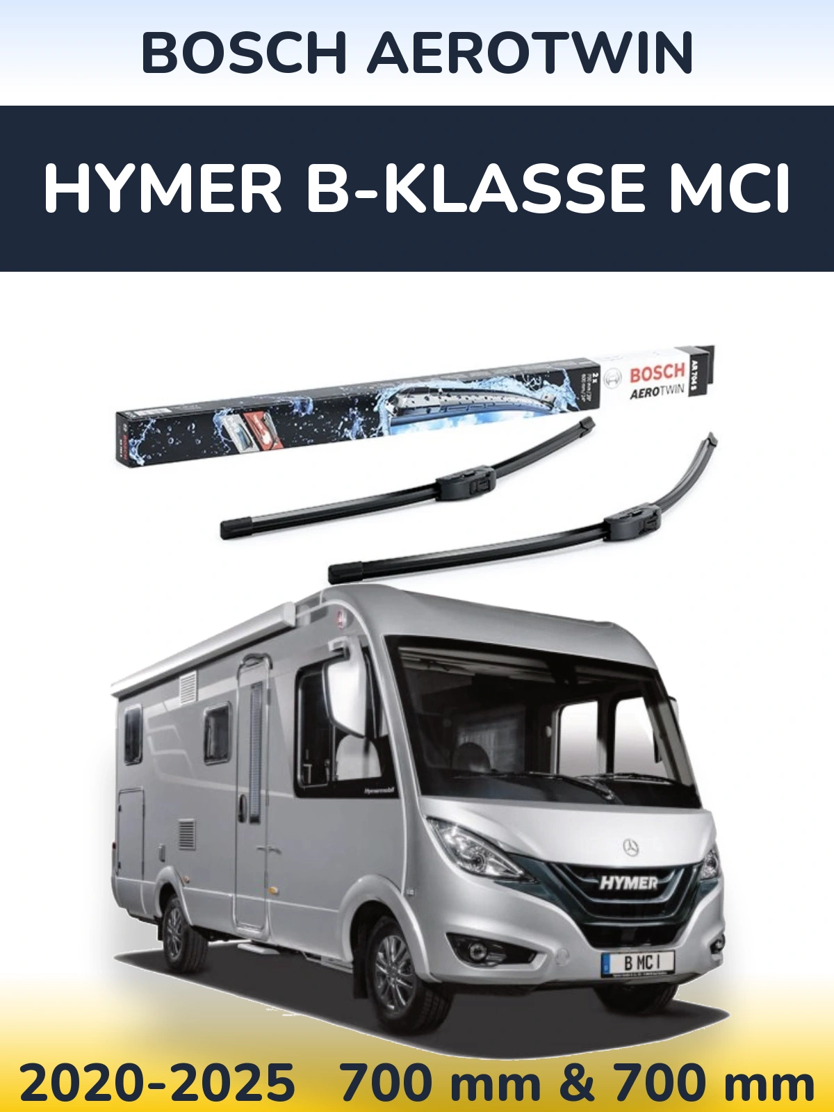 Комплект передніх щіток BOSCH AeroTwin 700 & 600 мм для HYMER B-Klasse MCI 2020-2025