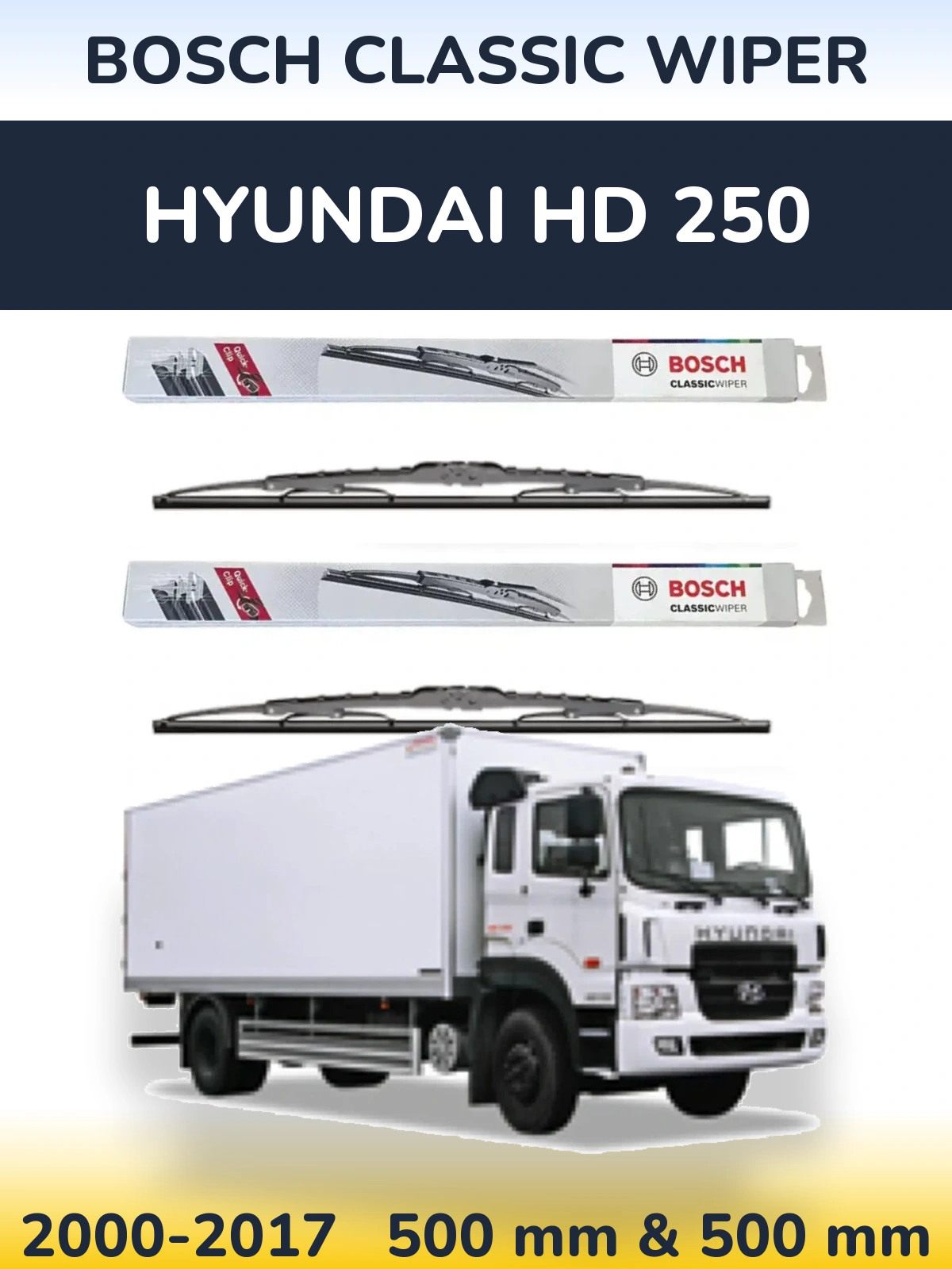 Комплект передних дворников BOSCH Classic Wiper 500 & 500 мм для Hyundai HD 250 2000-2017
