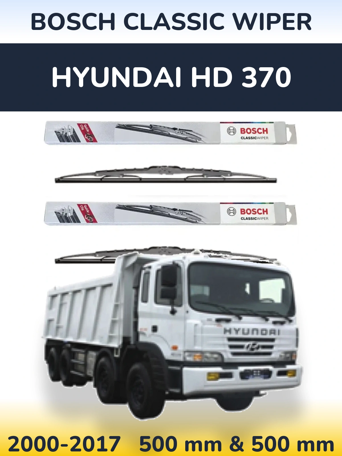 Комплект передніх щіток BOSCH Classic Wiper 500 & 500 мм для Hyundai HD 370 2000-2017
