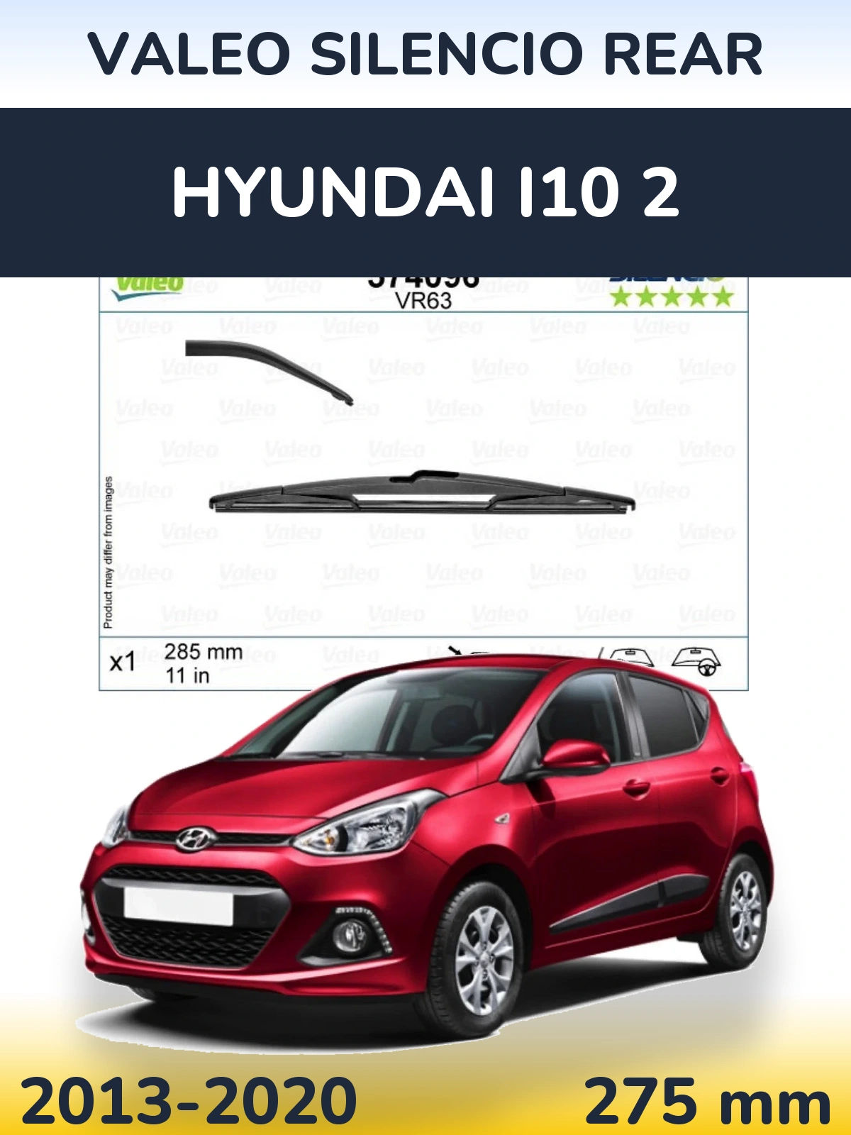 Rear wiper blade Valeo Silencio Rear 285 mm for Hyundai i10 2 2013-2020