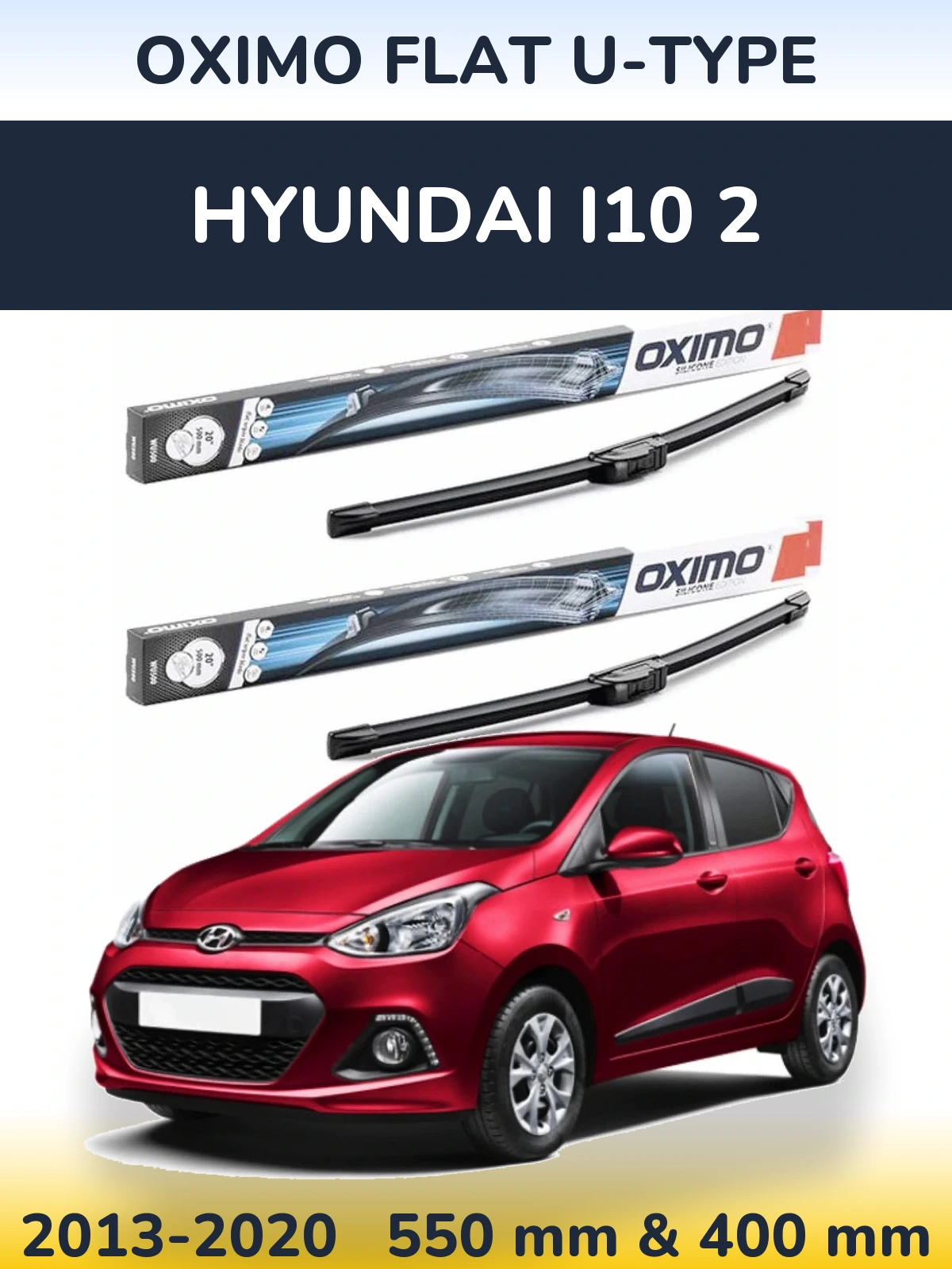 Комплект передних дворников Oximo Flat U-type 550 & 400 мм для Hyundai i10 2 2013-2020