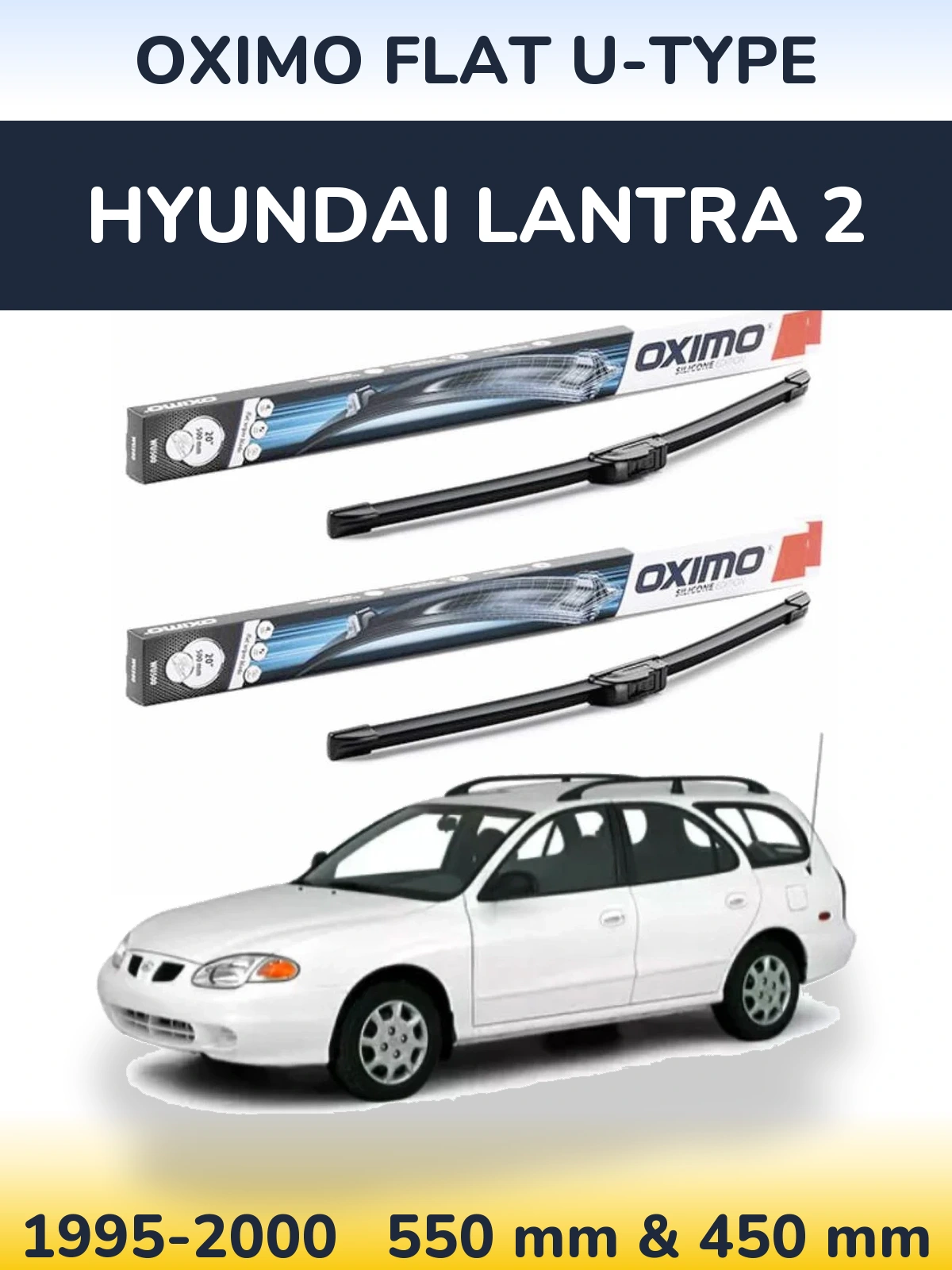 Комплект передних дворников Oximo Flat U-type 550 & 450 мм для Hyundai Lantra 2 1995-2000