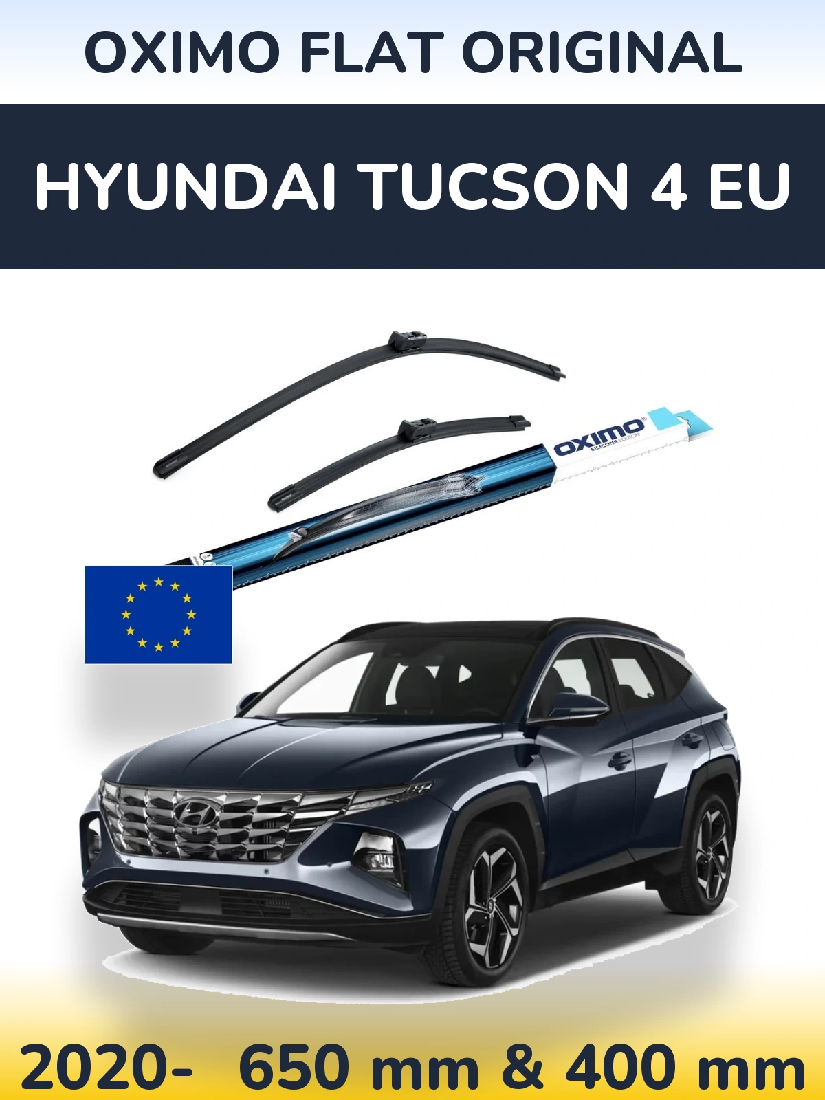 Front wiper blade set Oximo Flat Original 650 & 400 mm for Hyundai Tucson 4 EU 2020-2026
