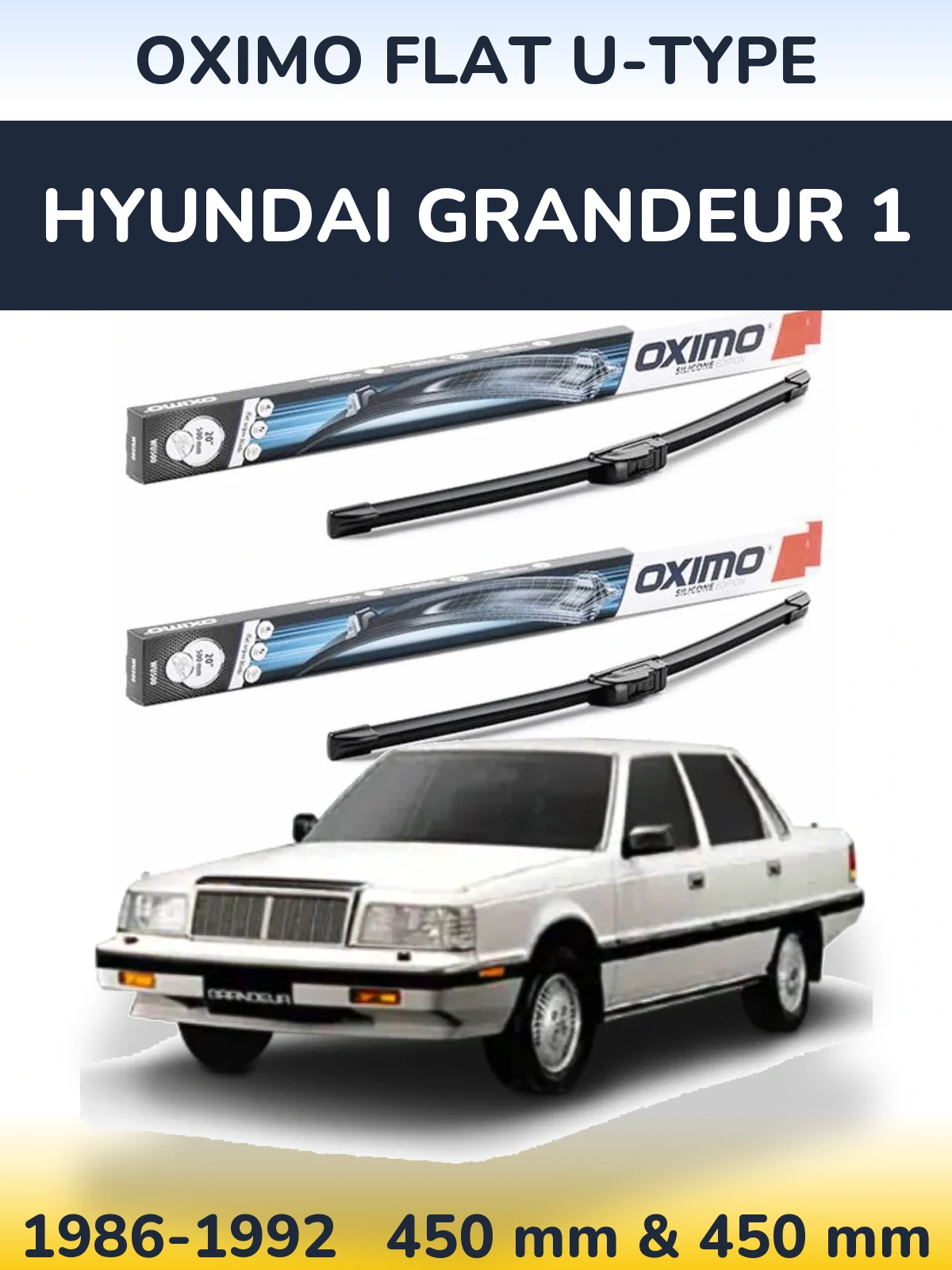 Комплект передних дворников Oximo Flat U-type 450 & 450 мм для Hyundai Grandeur 1 1986-1992