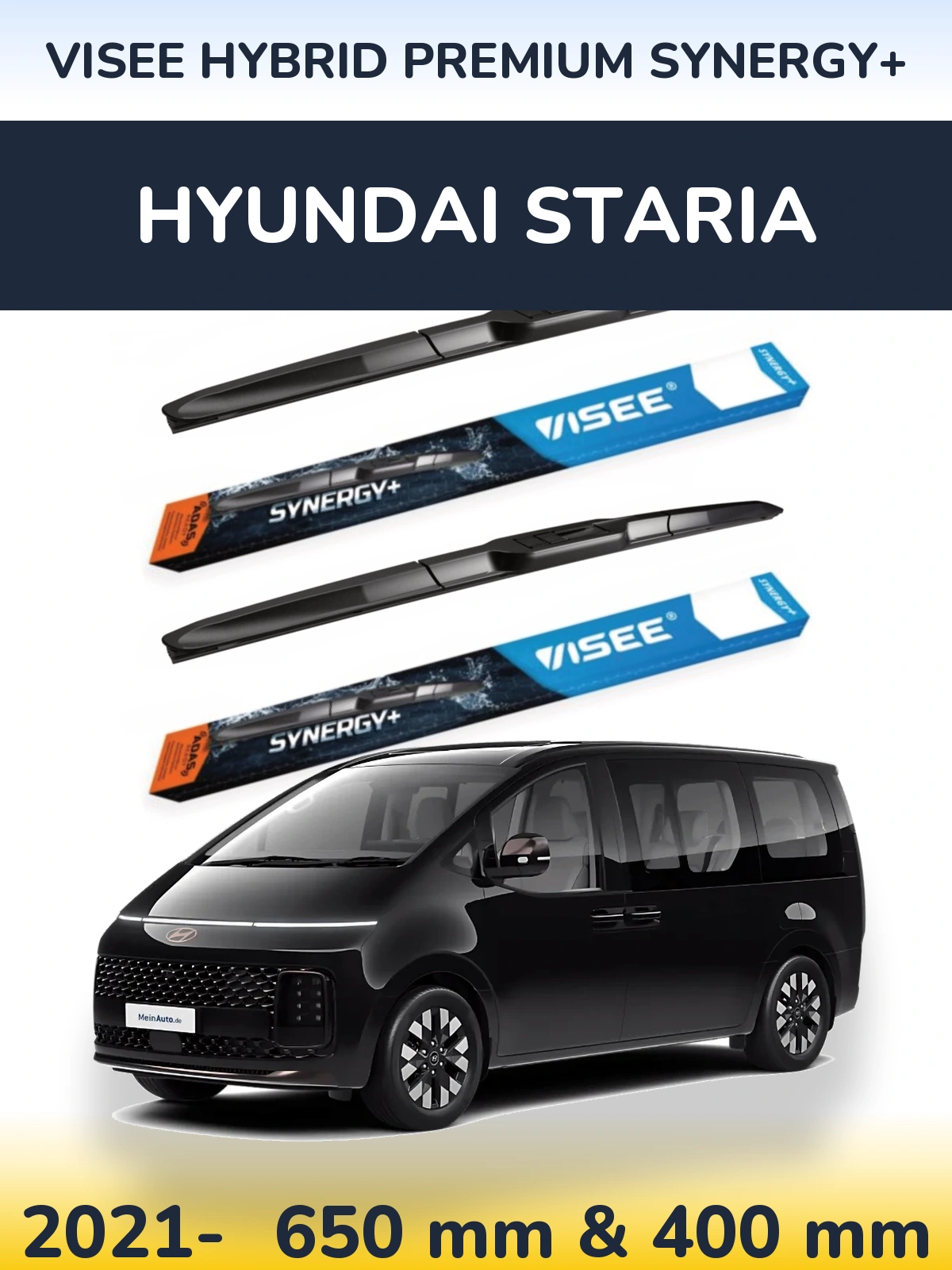 Комплект передніх щіток VISEE HYBRID PREMIUM SYNERGY+ 650 & 400 мм для Hyundai Staria 2021-2026