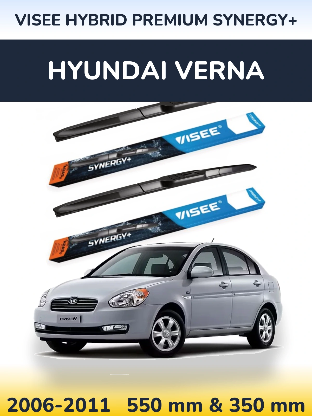 Комплект передніх щіток VISEE HYBRID PREMIUM SYNERGY+ 550 & 350 мм для Hyundai Verna 2006-2011