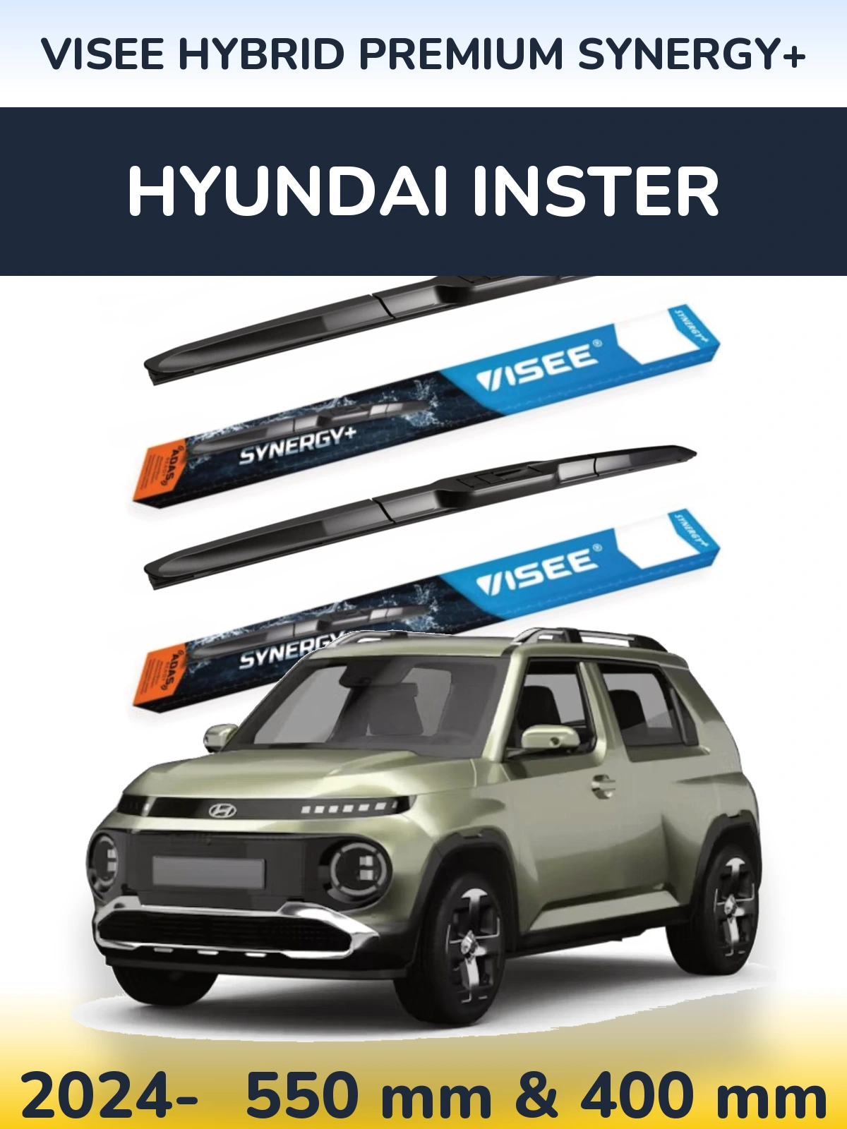 Комплект передніх щіток VISEE HYBRID PREMIUM SYNERGY+ 550 & 400 мм для Hyundai Inster 2024-2026