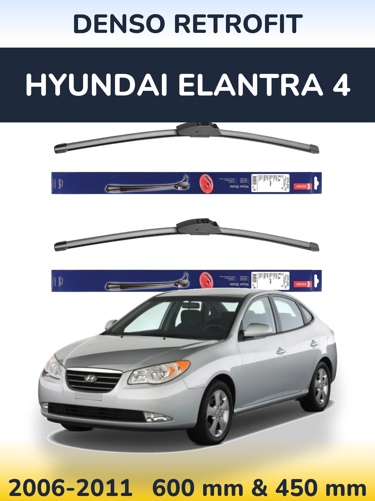 Комплект передних дворников Denso Retrofit 600 & 450 мм для Hyundai Elantra 4 2006-2011