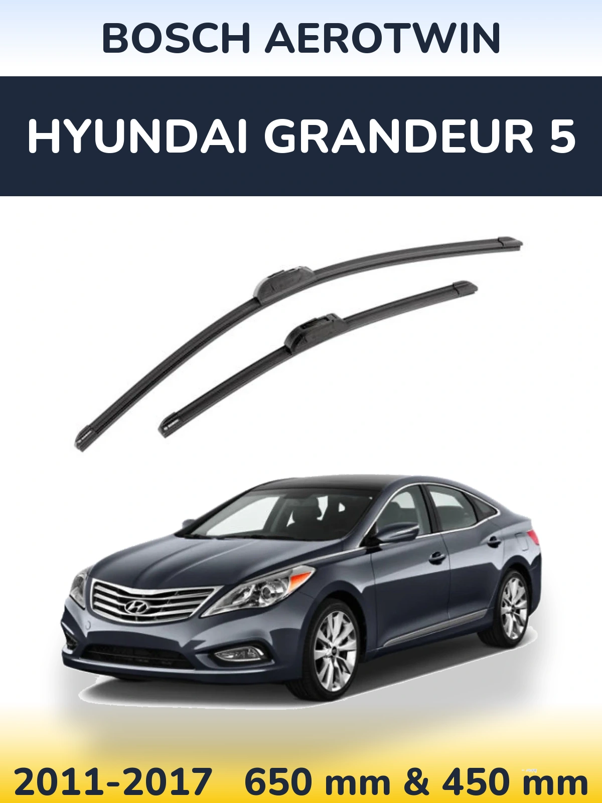 Комплект передних дворников BOSCH AeroTwin 650 & 450 мм для Hyundai Grandeur 5 2011-2017