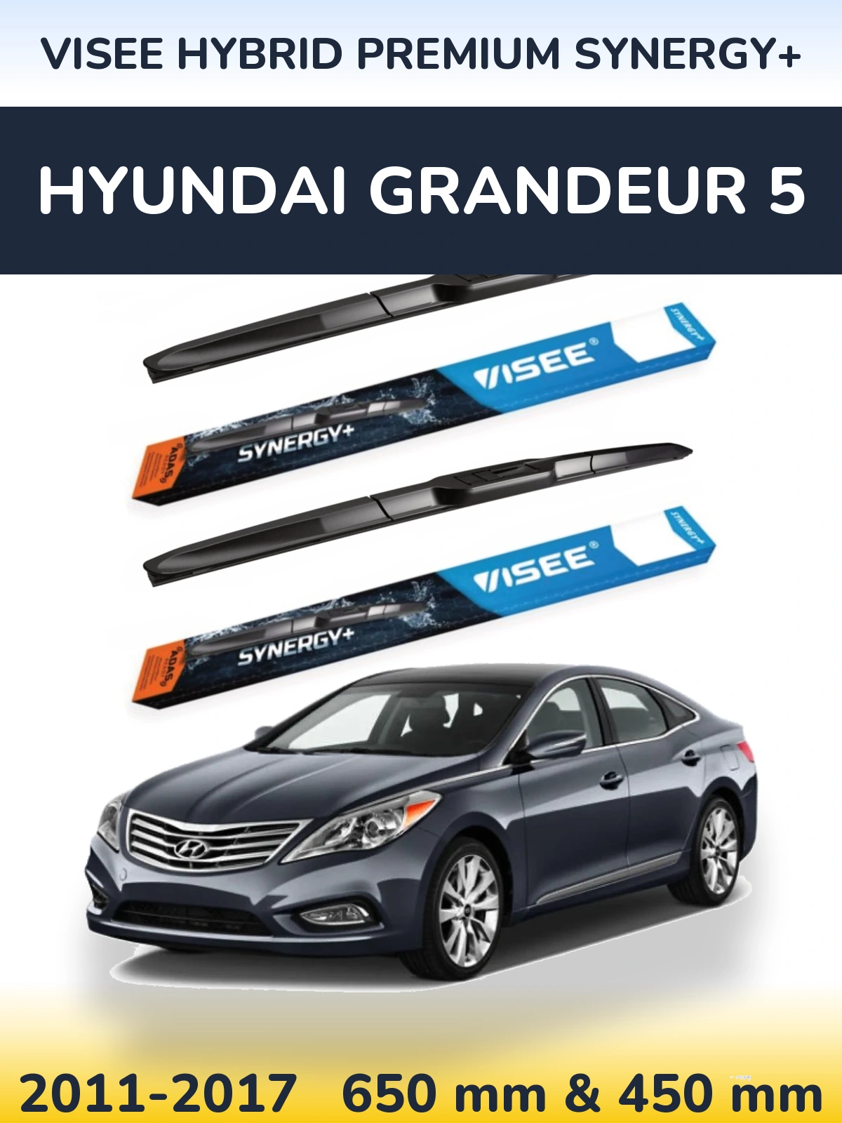 Комплект передних дворников VISEE HYBRID PREMIUM SYNERGY+ 650 & 450 мм для Hyundai Grandeur 5 2011-2017