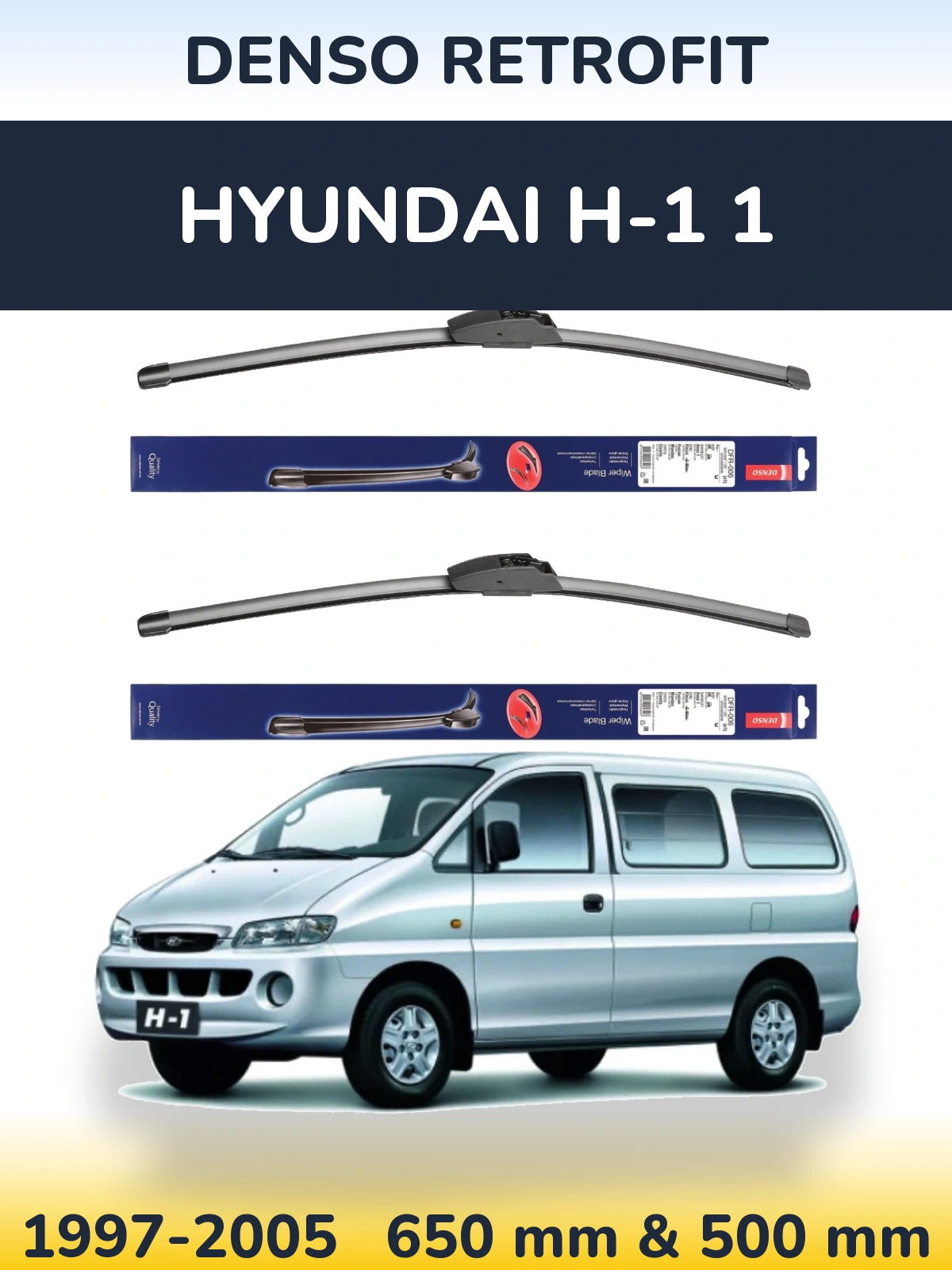 Комплект передних дворников Denso Retrofit 650 & 500 мм для Hyundai H-1 1 1997-2005