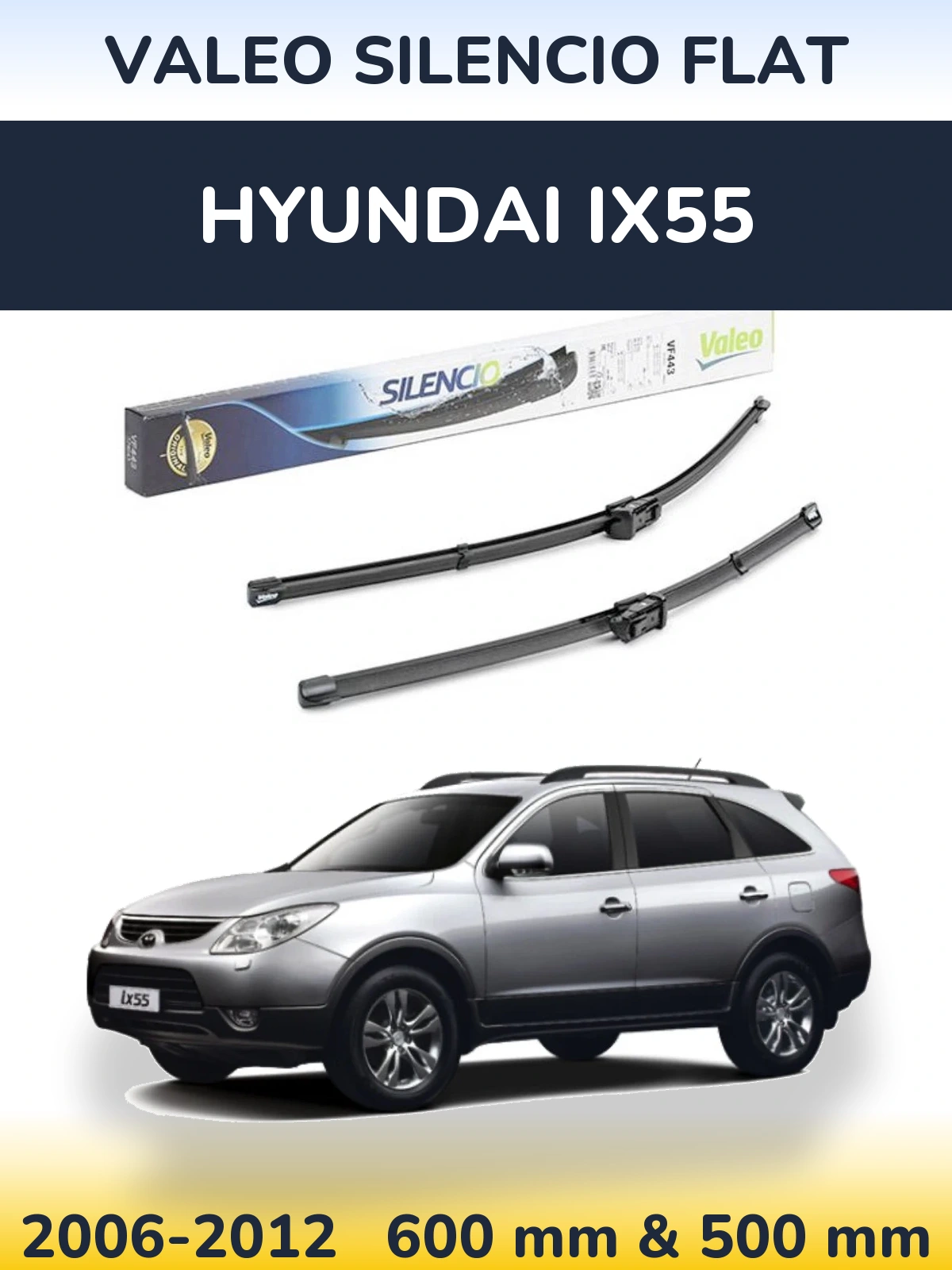 Комплект передних дворников Valeo Silencio Flat 600 & 500 мм для Hyundai ix55 2006-2012