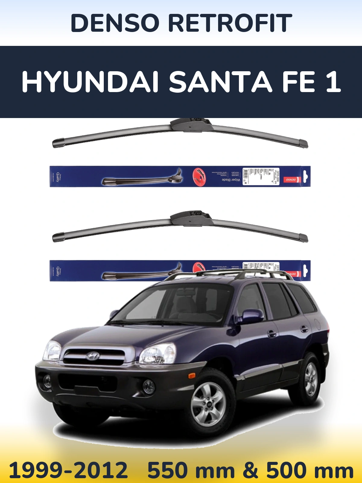 Комплект передних дворников Denso Retrofit 550 & 500 мм для Hyundai Santa Fe 1 1999-2012