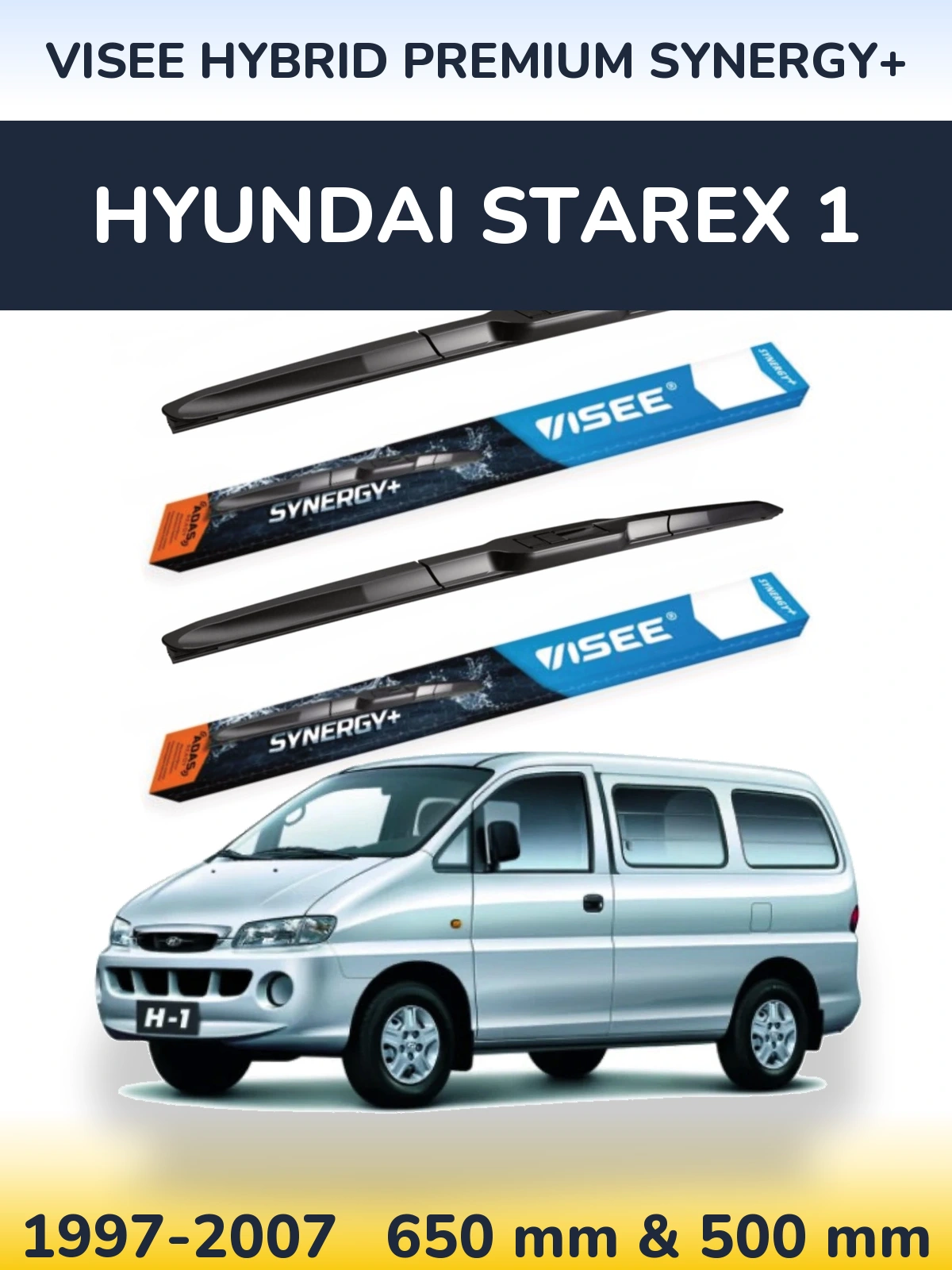 Комплект передніх щіток VISEE HYBRID PREMIUM SYNERGY+ 650 & 500 мм для Hyundai Starex 1 1997-2007