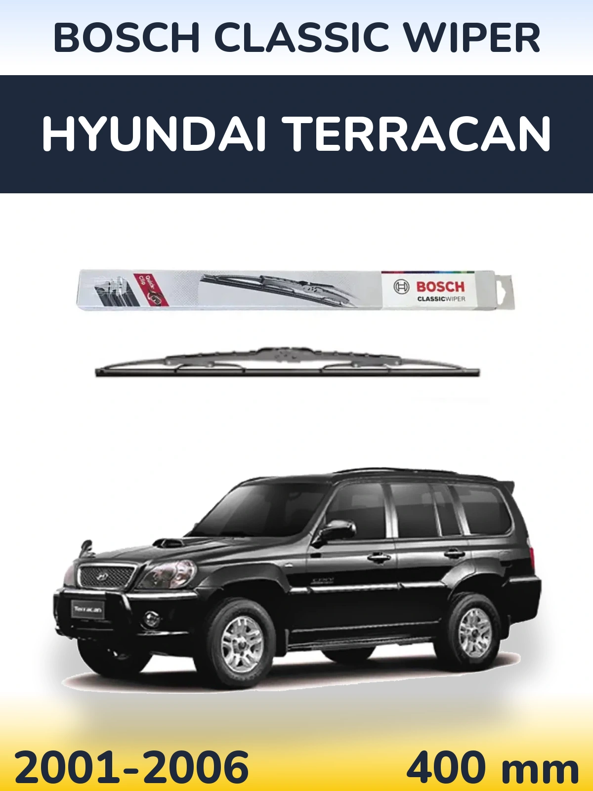 Rear wiper blade BOSCH Classic Wiper 400 mm for Hyundai Terracan 2001-2006