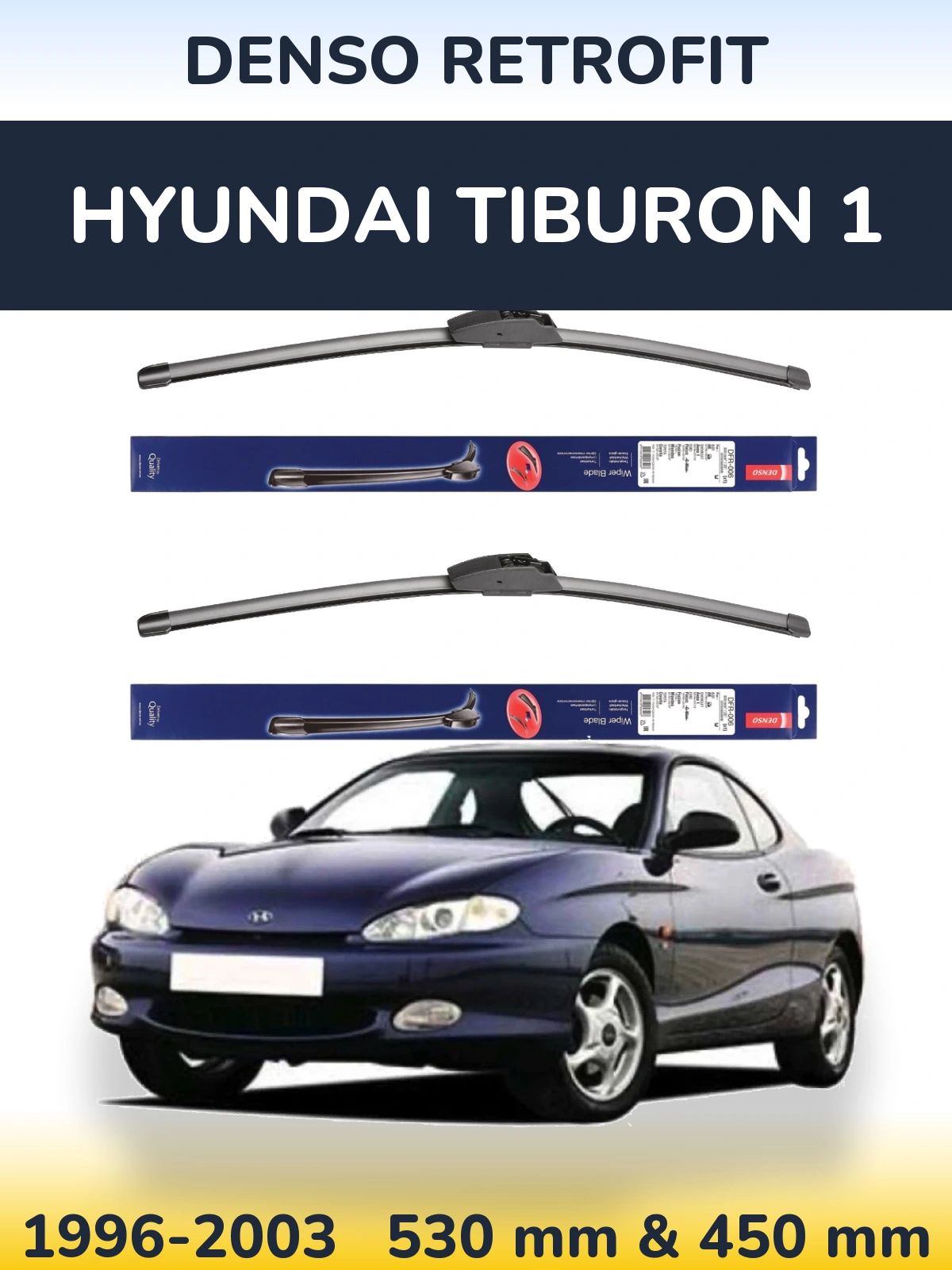 Комплект передних дворников Denso Retrofit 530 & 450 мм для Hyundai Tiburon 1 1996-2003