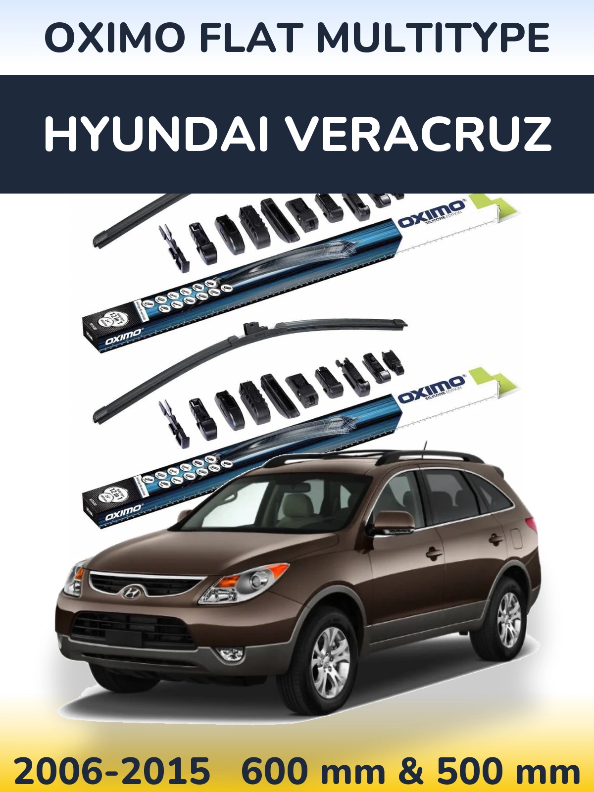 Front wiper blade set Oximo Flat MultiTypee 600 & 500 mm for Hyundai Veracruz 2006-2015