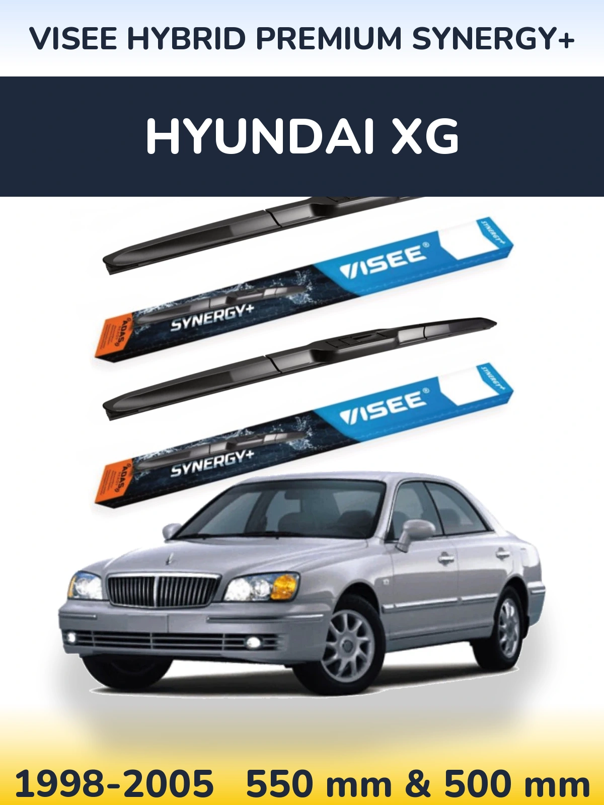 Комплект передних дворников VISEE HYBRID PREMIUM SYNERGY+ 550 & 500 мм для Hyundai XG 1998-2005