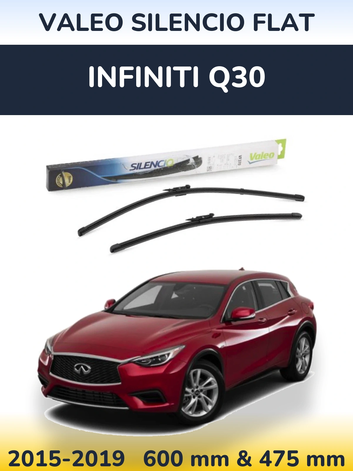 Комплект передних дворников Valeo Silencio Flat 600 & 475 мм для Infiniti Q30 2015-2019