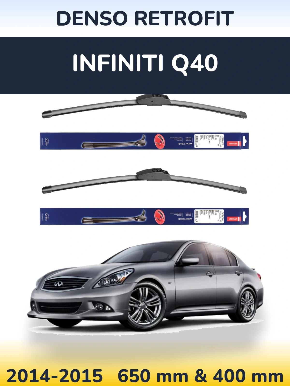 Комплект передних дворников Denso Retrofit 650 & 400 мм для Infiniti Q40 2014-2015