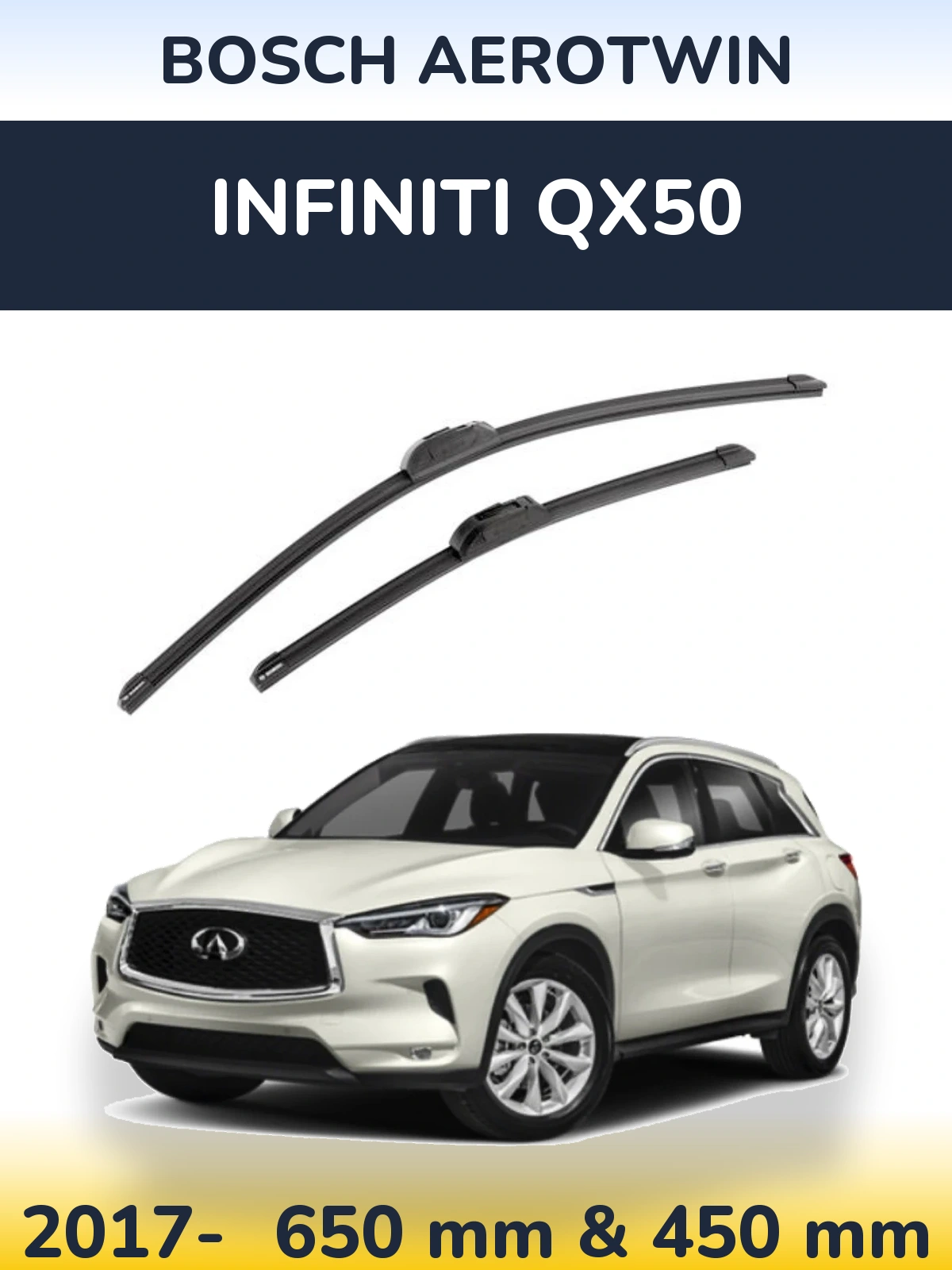 Комплект передних дворников BOSCH AeroTwin 650 & 450 мм для Infiniti QX50 2017-2026