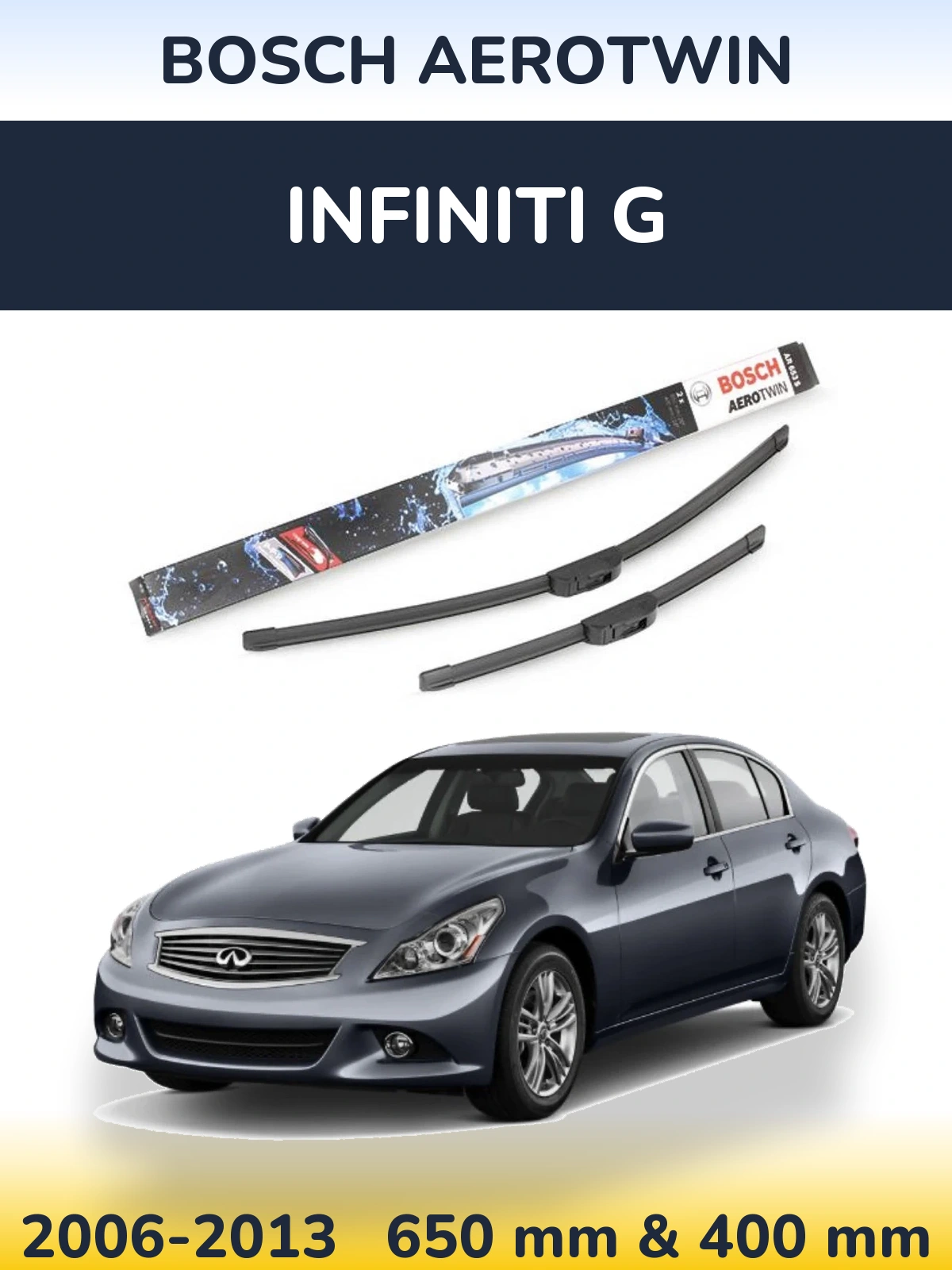 Комплект передніх щіток BOSCH AeroTwin 650 & 400 мм для Infiniti G 2006-2013