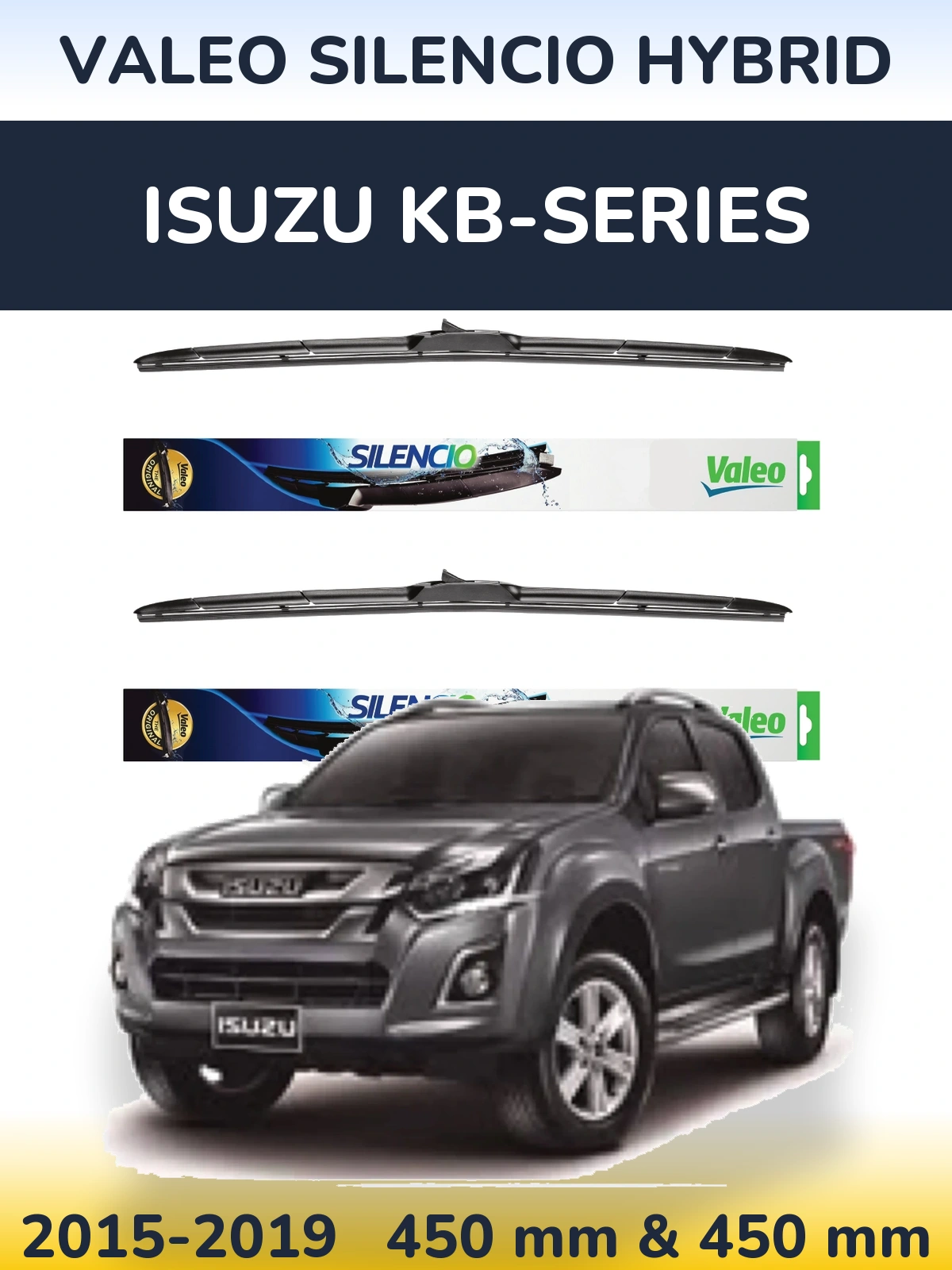 Комплект передніх щіток Valeo Silencio Hybrid 450 & 450 мм для Isuzu KB-Series 2015-2019
