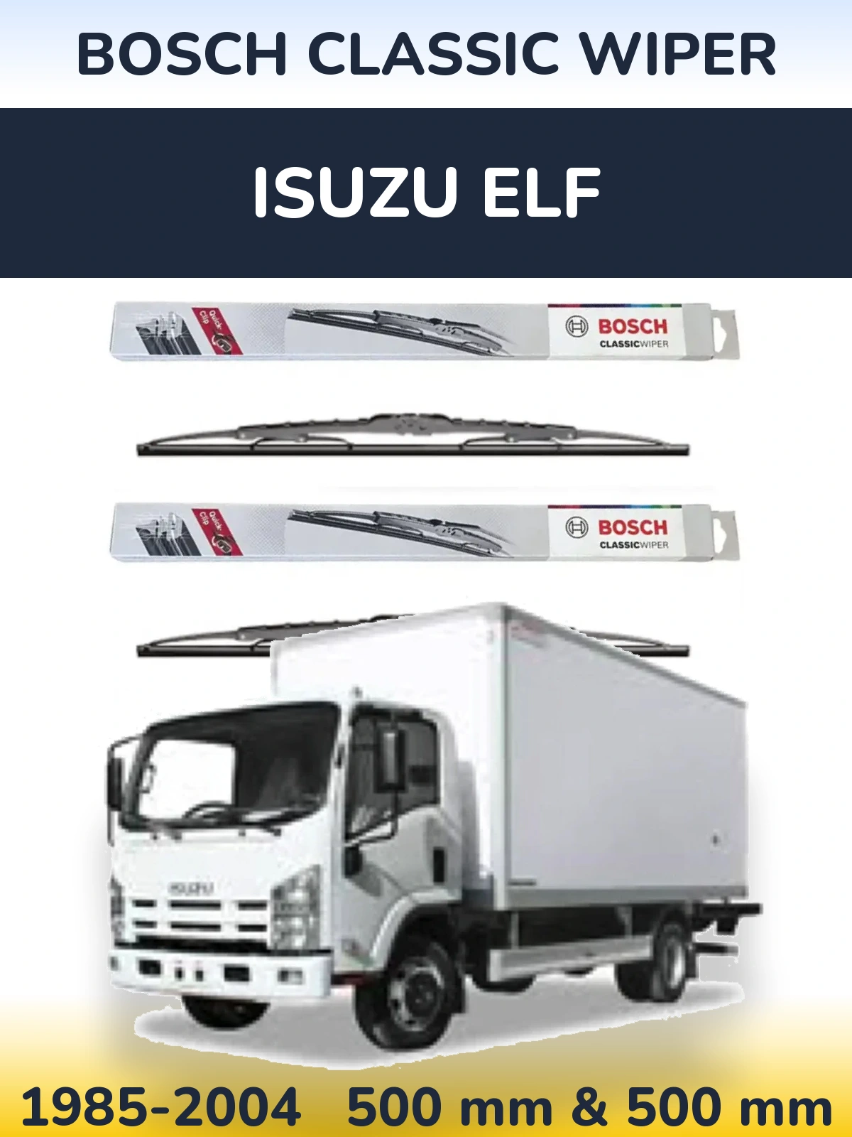 Комплект передних дворников BOSCH Classic Wiper 500 & 500 мм для Isuzu ELF 1985-2004