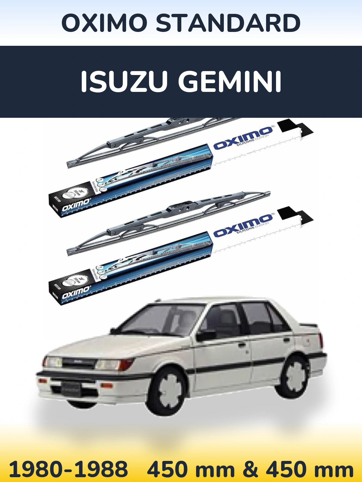 Front wiper blade set Oximo Standard 450 & 450 mm for Isuzu Gemini 1980-1988