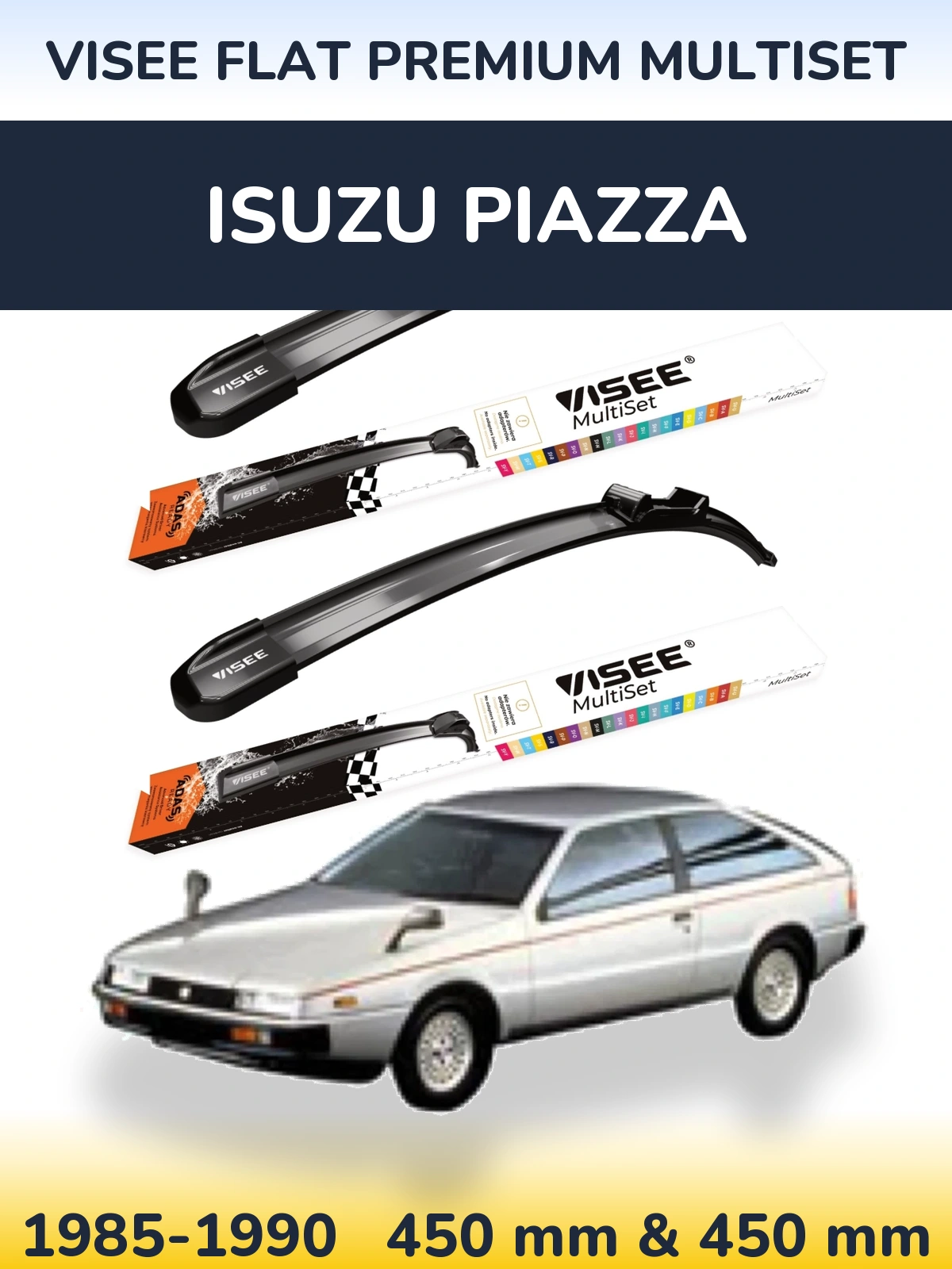 Комплект передніх щіток VISEE FLAT PREMIUM MultiSet 450 & 450 мм для Isuzu Piazza 1985-1990