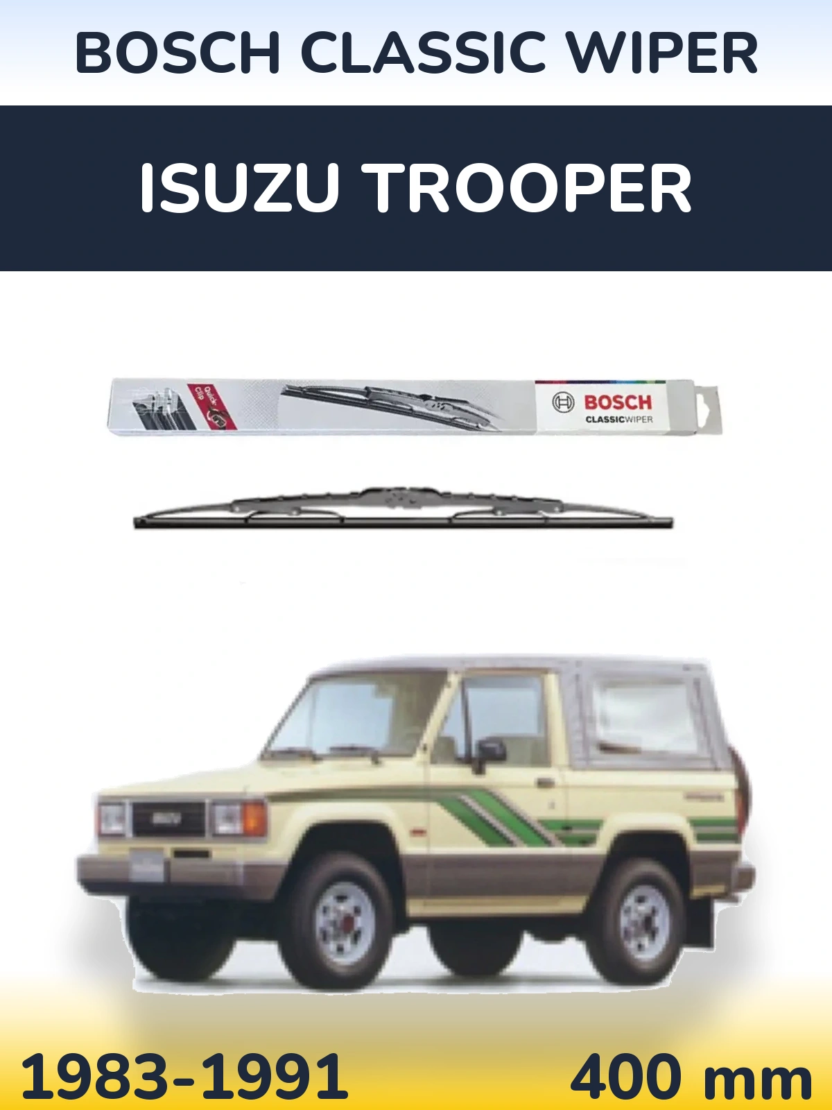 Rear wiper blade BOSCH Classic Wiper 400 mm for Isuzu Trooper 1983-1991
