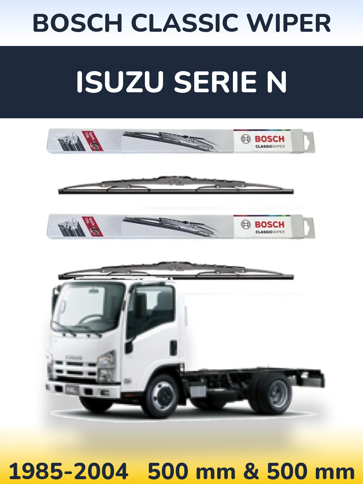 Комплект передних дворников BOSCH Classic Wiper 500 & 500 мм для Isuzu Serie N 1985-2004