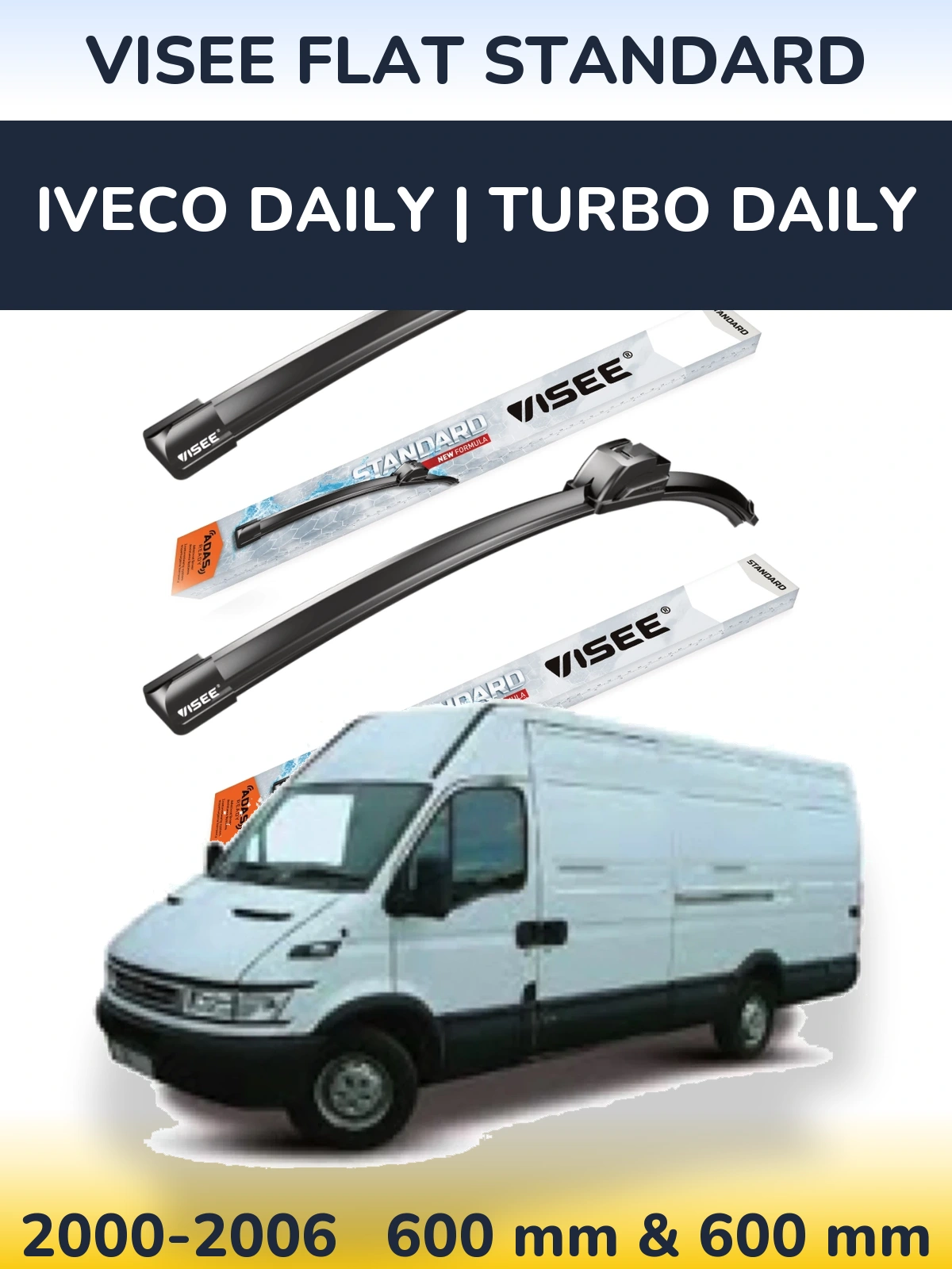 Комплект передних дворников VISEE FLAT STANDARD 600 & 600 мм для Iveco Daily | Turbo Daily 2000-2006