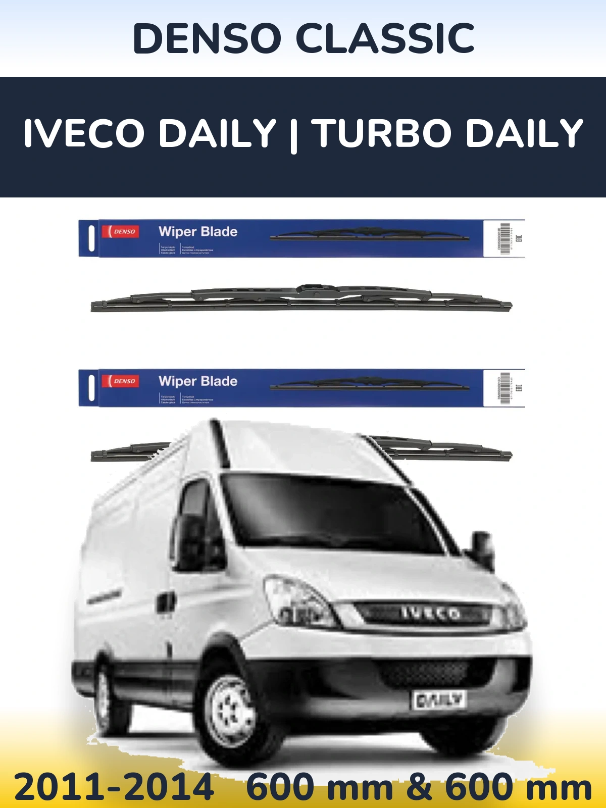 Front wiper blade set Denso Classic 600 & 600 mm for Iveco Daily | Turbo Daily 2011-2014