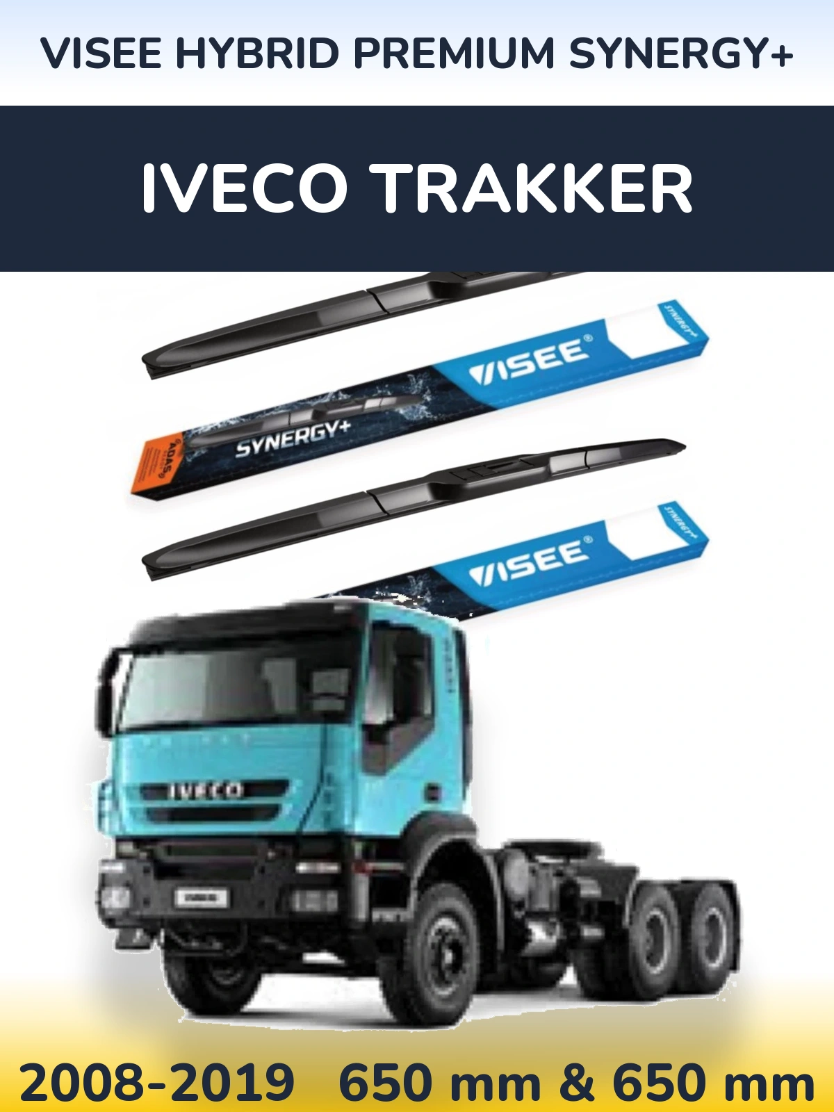 Комплект передних дворников VISEE HYBRID PREMIUM SYNERGY+ 650 & 650 мм для Iveco Trakker 2008-2019