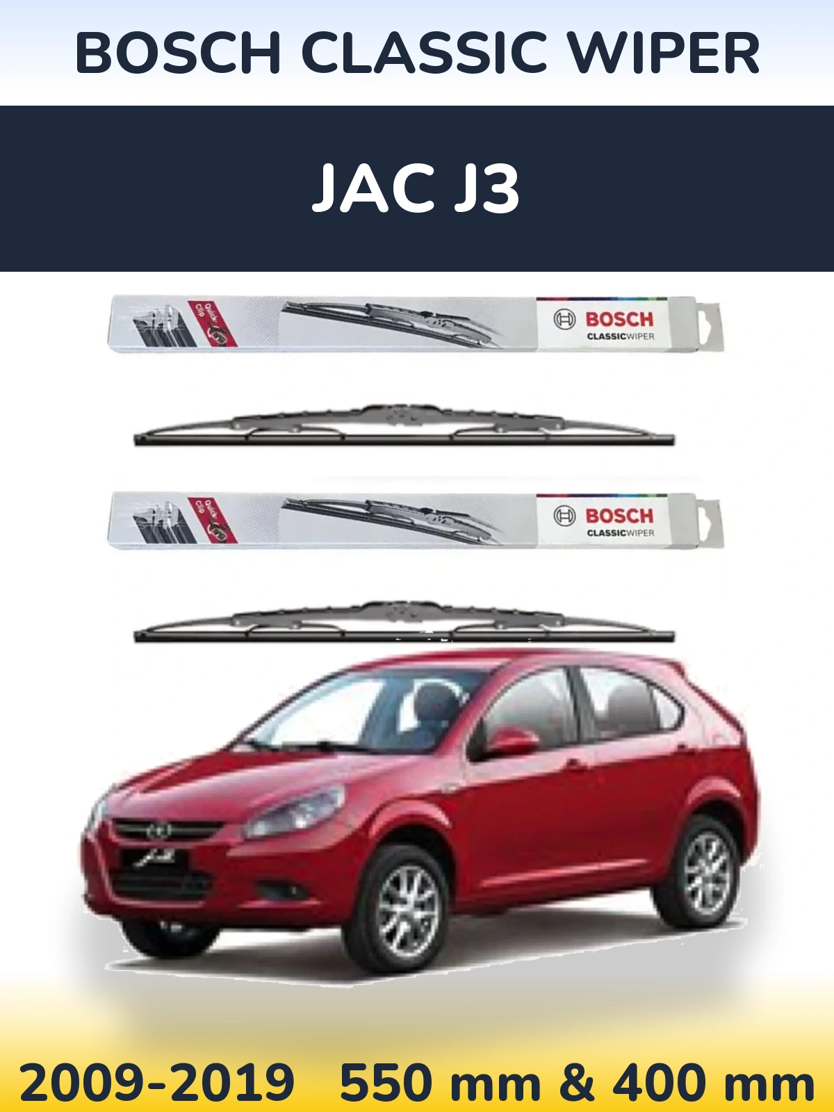 Комплект передних дворников BOSCH Classic Wiper 550 & 400 мм для JAC J3 2009-2019
