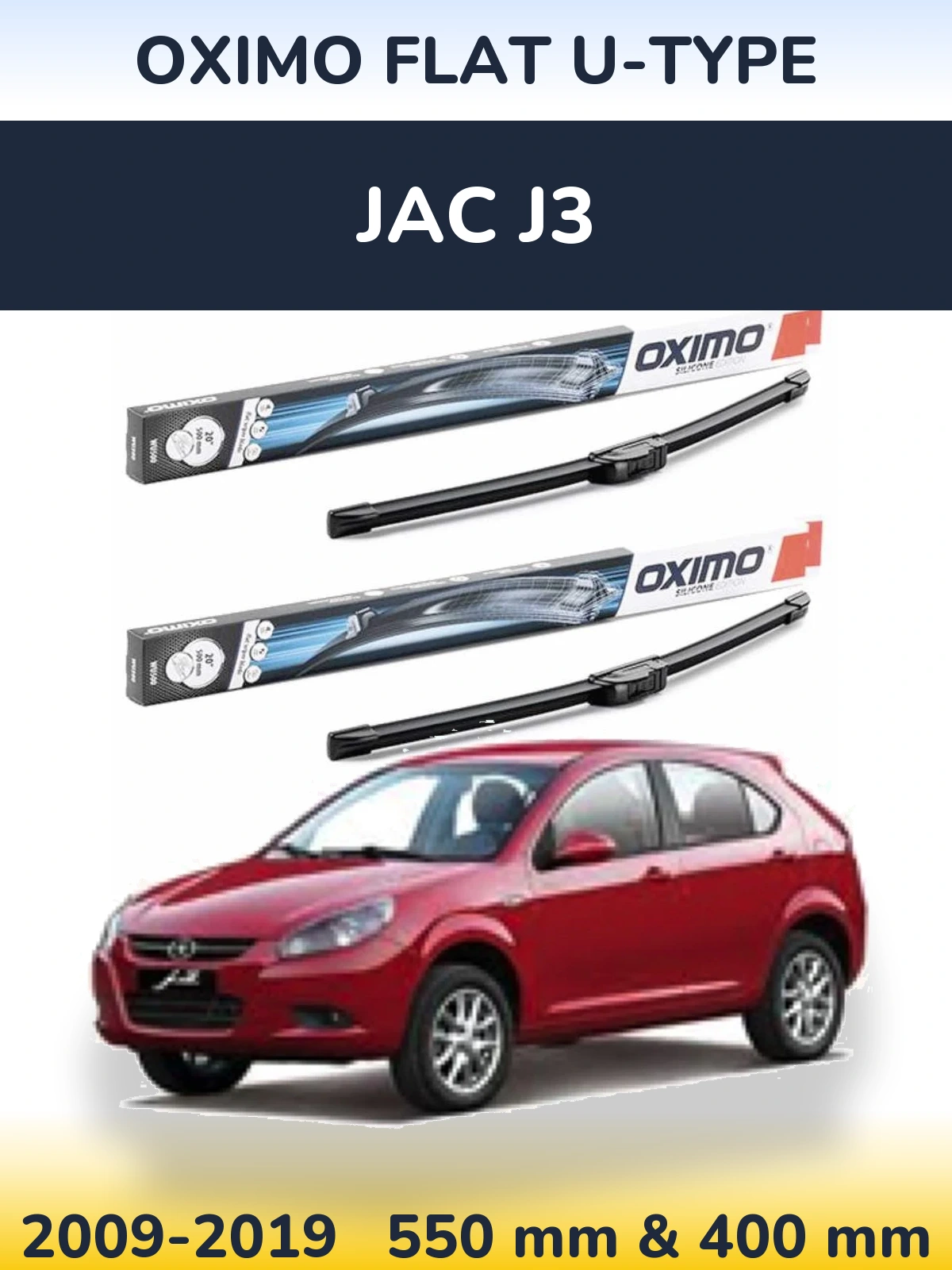 Комплект передних дворников Oximo Flat U-type 550 & 400 мм для JAC J3 2009-2019