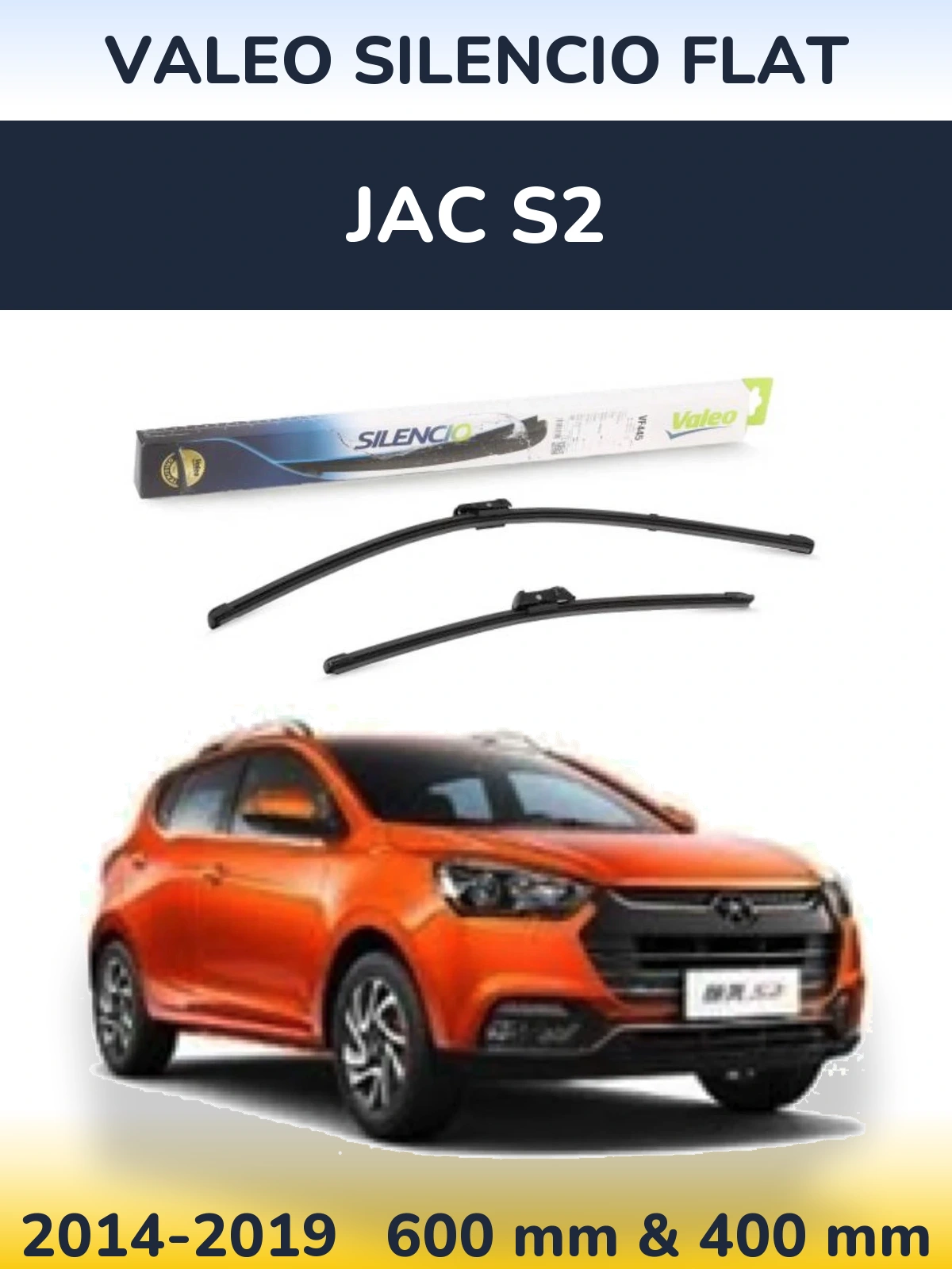 Комплект передніх щіток Valeo Silencio Flat 600 & 400 мм для JAC S2 2014-2019