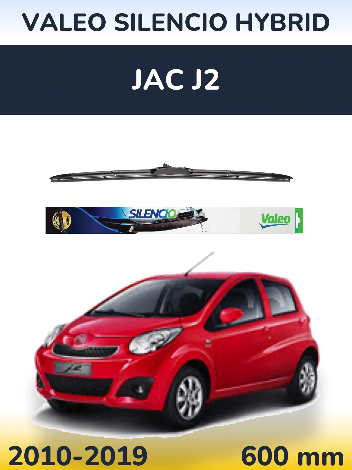 Front wiper blade Valeo Silencio Hybrid 600 mm for JAC J2 2010-2019