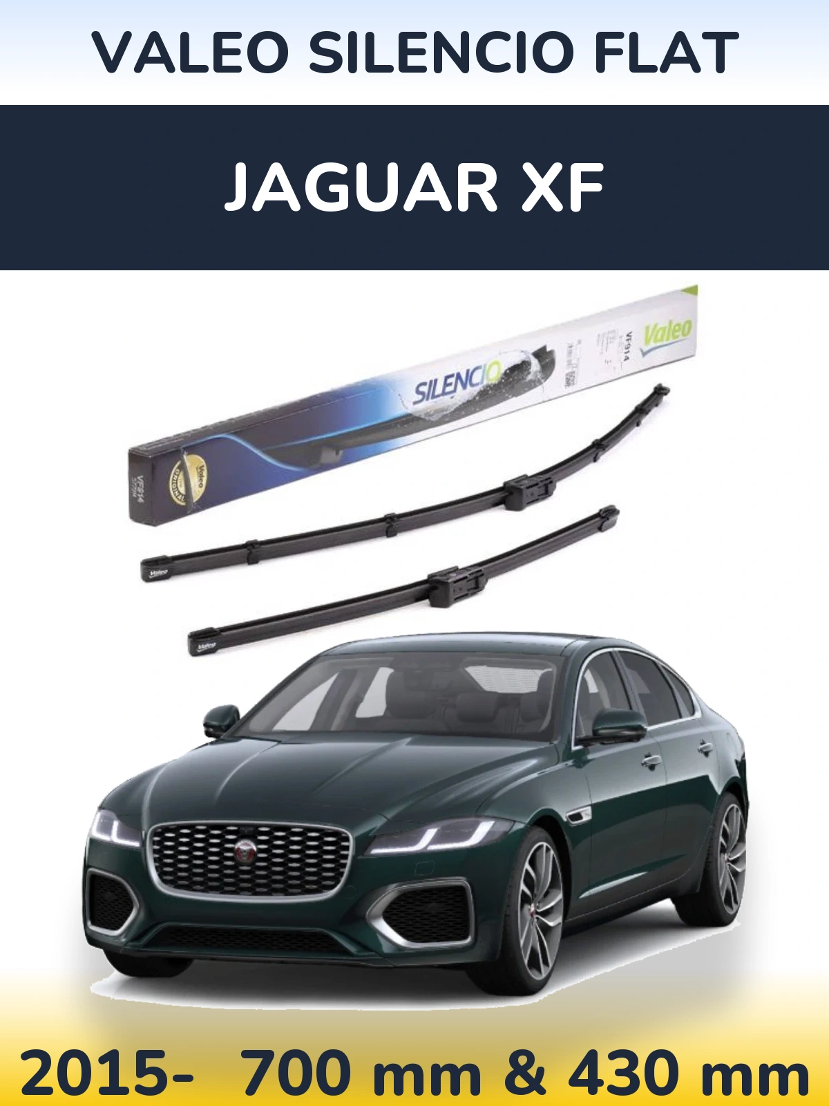 Front wiper blade set Valeo Silencio Flat 680 & 430 mm for Jaguar XF 2015-2026