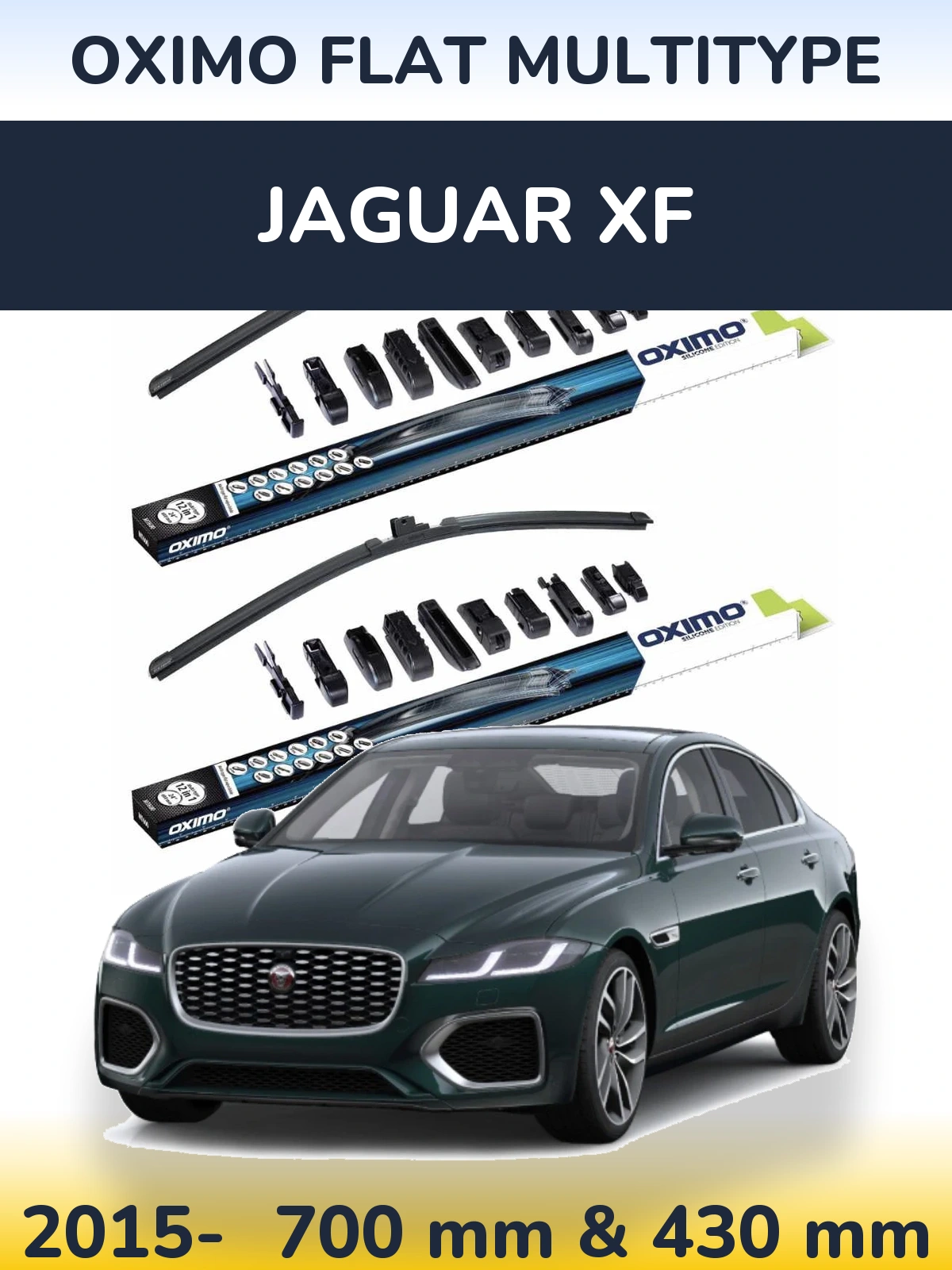 Front wiper blade set Oximo Flat MultiTypee 700 & 430 mm for Jaguar XF 2015-2026