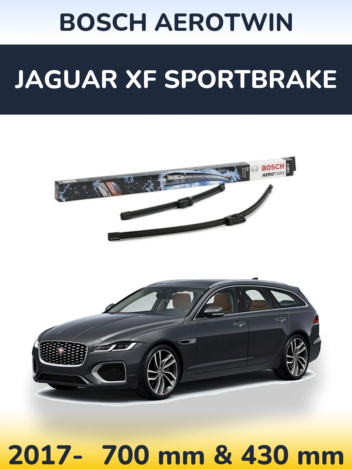 Комплект передніх щіток BOSCH AeroTwin 700 & 430 мм для Jaguar XF Sportbrake 2017-2026