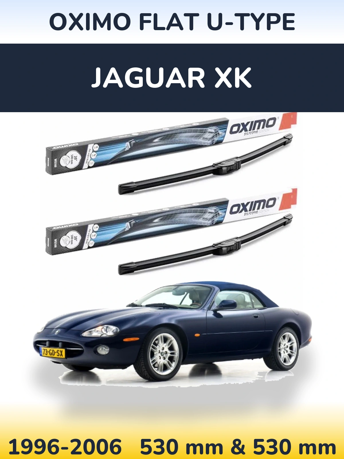 Комплект передніх щіток Oximo Flat U-type 530 & 530 мм для Jaguar XK 1996-2006