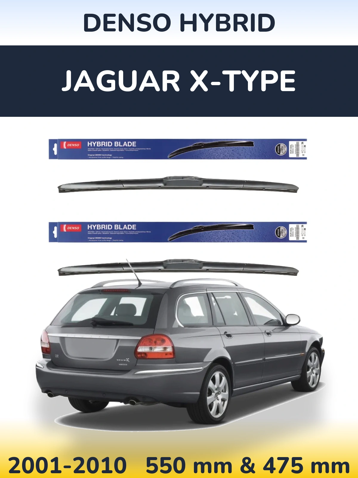 Комплект передних дворников Denso Hybrid 550 & 475 мм для Jaguar X-Типe 2001-2010