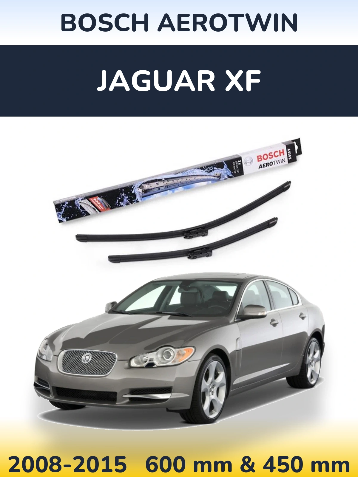 Комплект передніх щіток BOSCH AeroTwin 600 & 450 мм для Jaguar XF 2008-2015