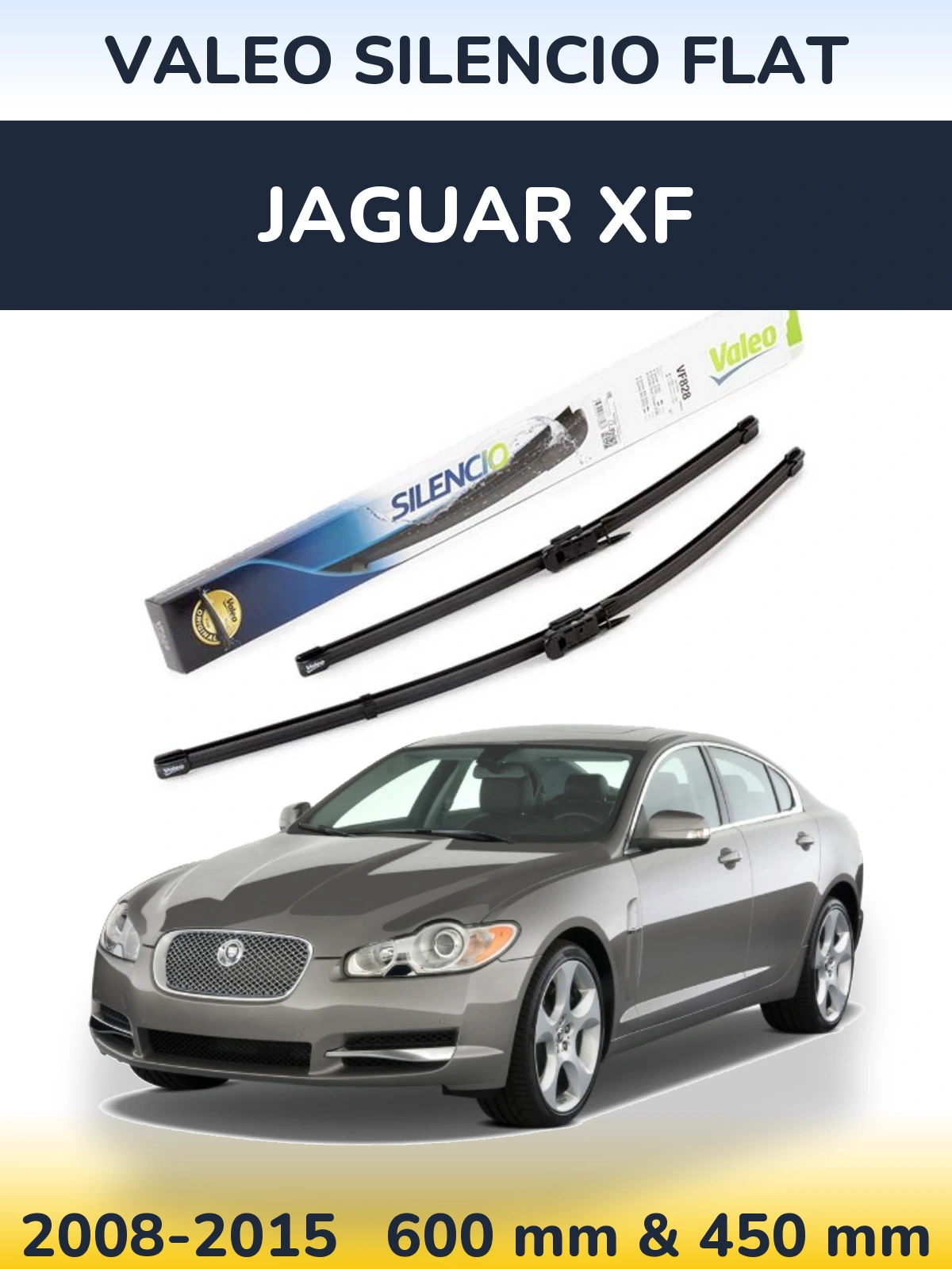Комплект передніх щіток Valeo Silencio Flat 600 & 450 мм для Jaguar XF 2008-2015