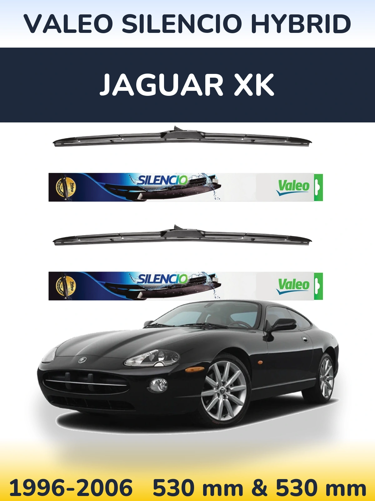 Комплект передних дворников Valeo Silencio Hybrid 530 & 530 мм для Jaguar XK 1996-2006