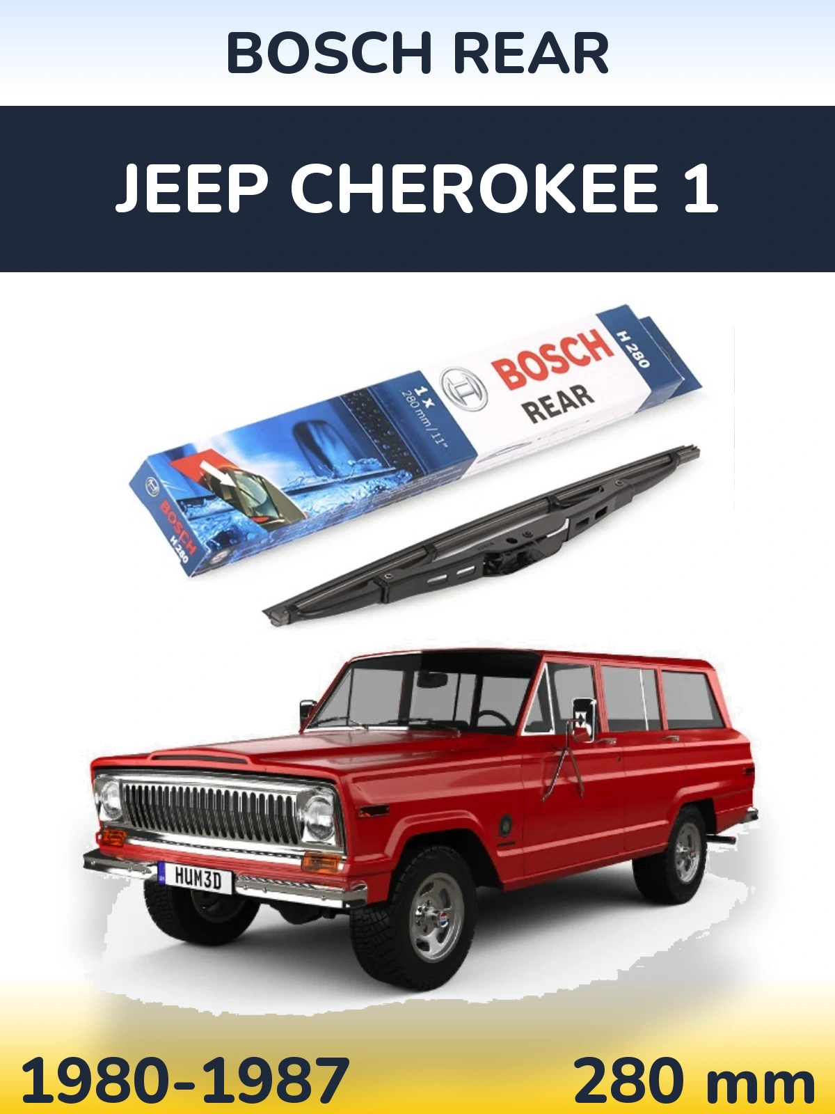 Rear wiper blade BOSCH Rear 280 mm for Jeep Cherokee 1 1980-1987