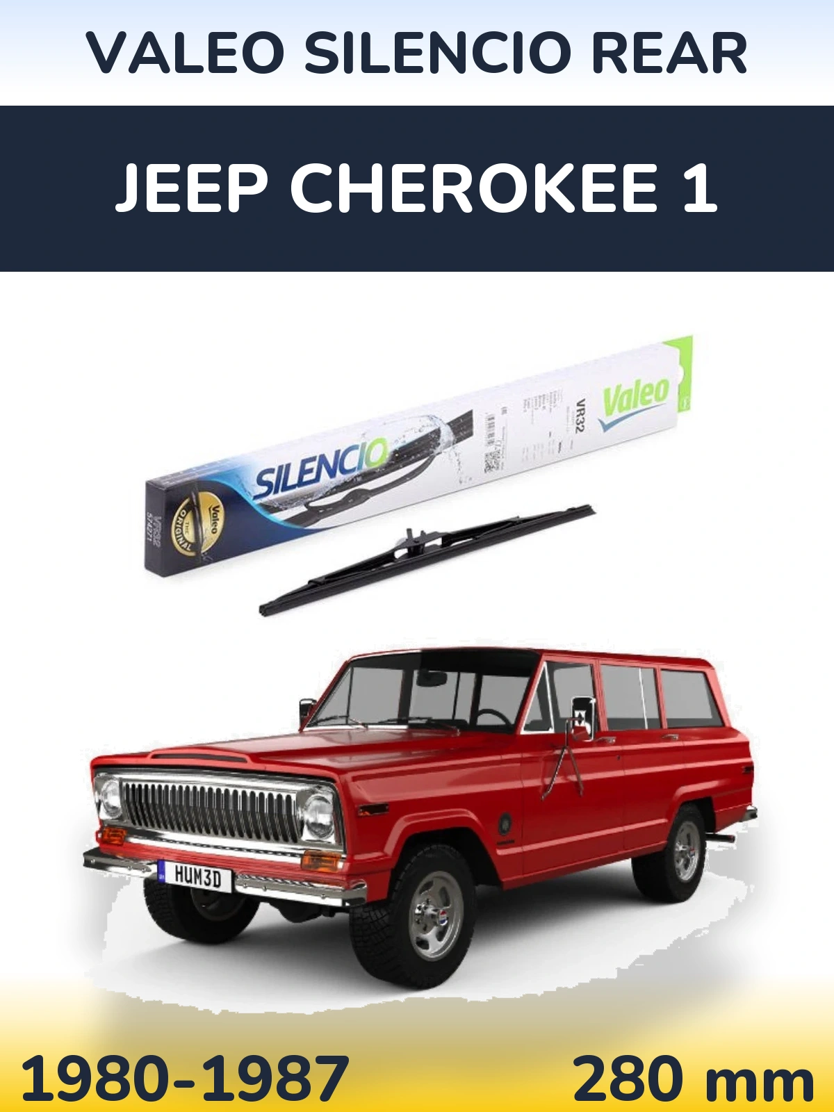 Rear wiper blade Valeo Silencio Rear 280 mm for Jeep Cherokee 1 1980-1987