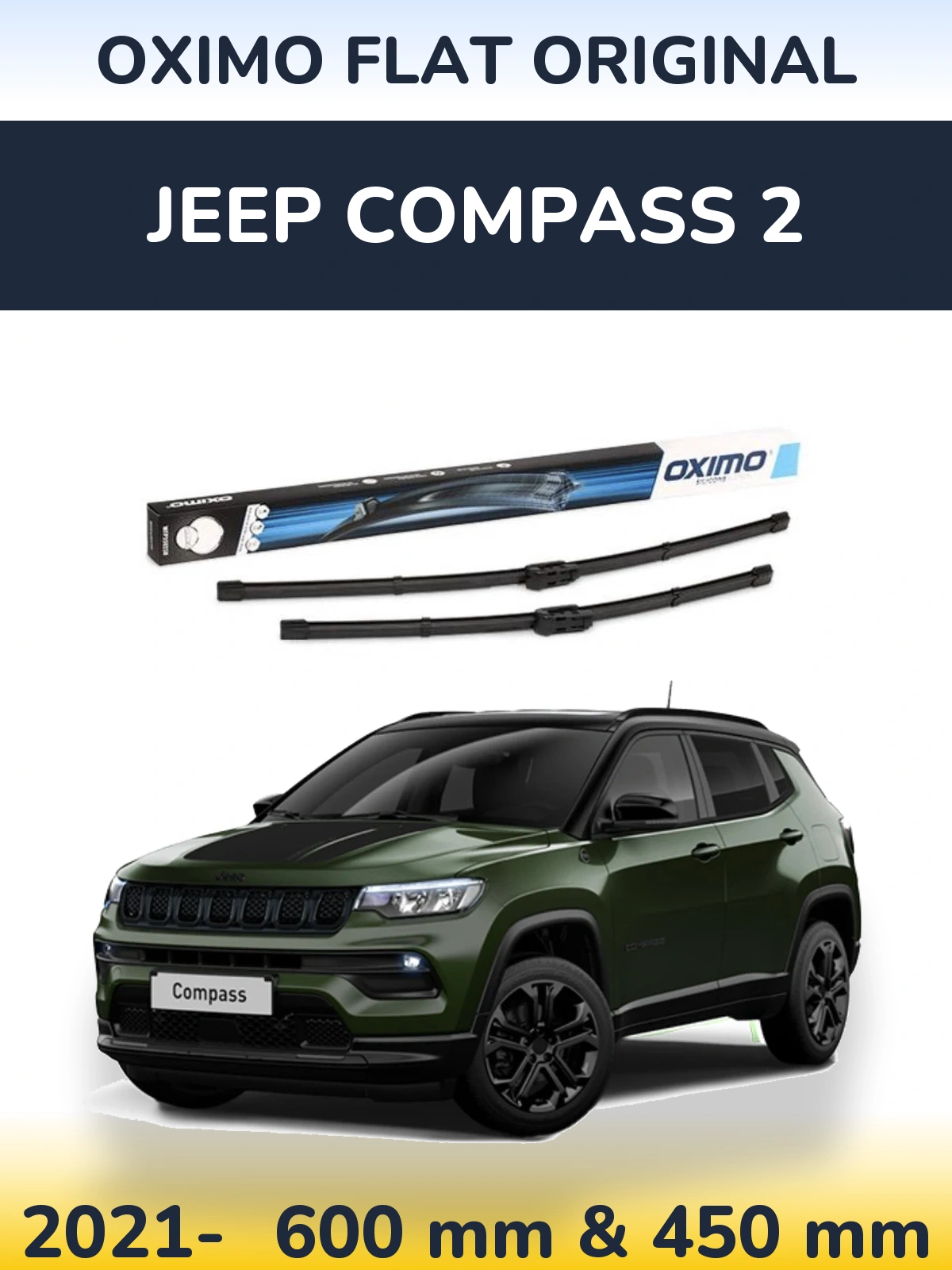 Front wiper blade set Oximo Flat Original 600 & 450 mm for Jeep Compass 2 2021-2026